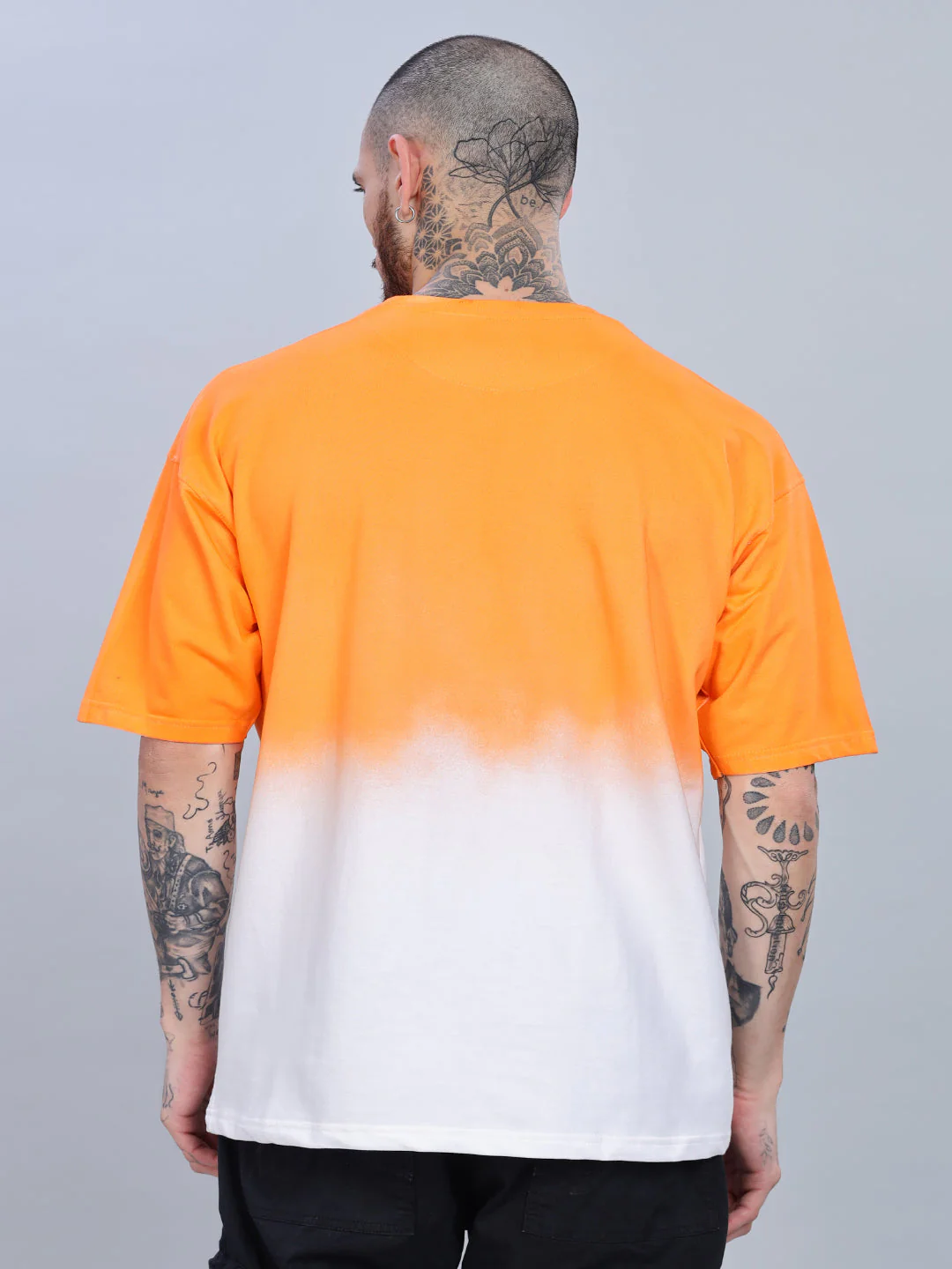 Men Half Hue Oversized Orange T-Shirt - Image 2