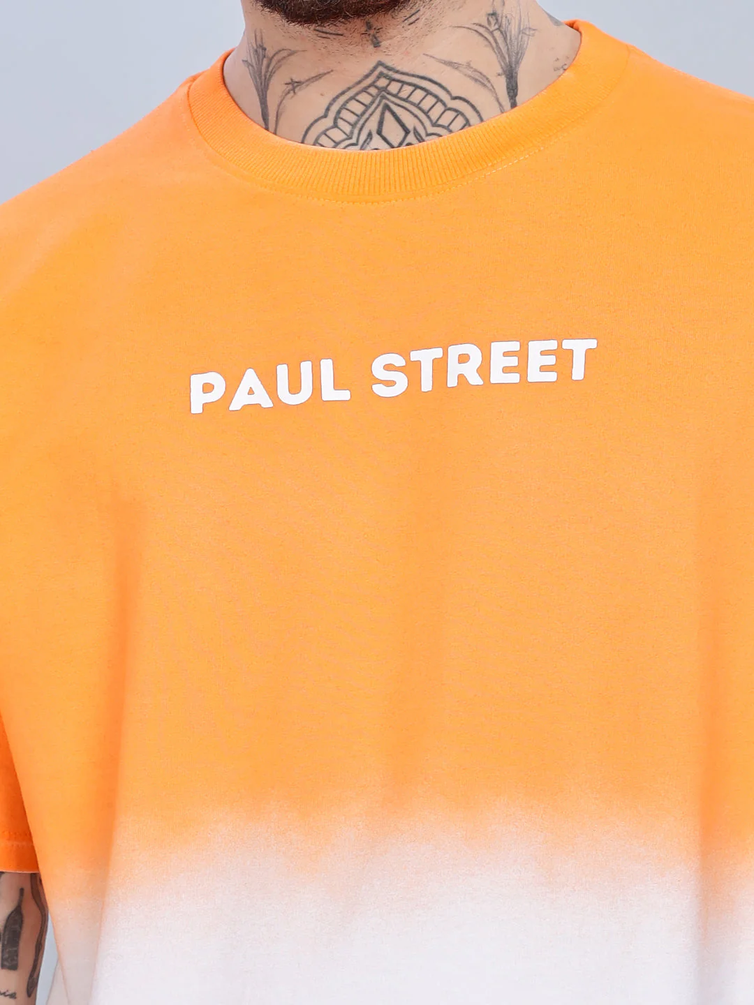 Men Half Hue Oversized Orange T-Shirt - Image 4