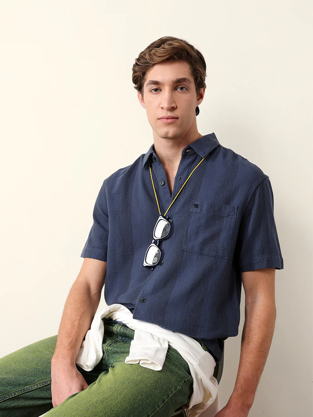 Men Half Sleeve Solid Shirt