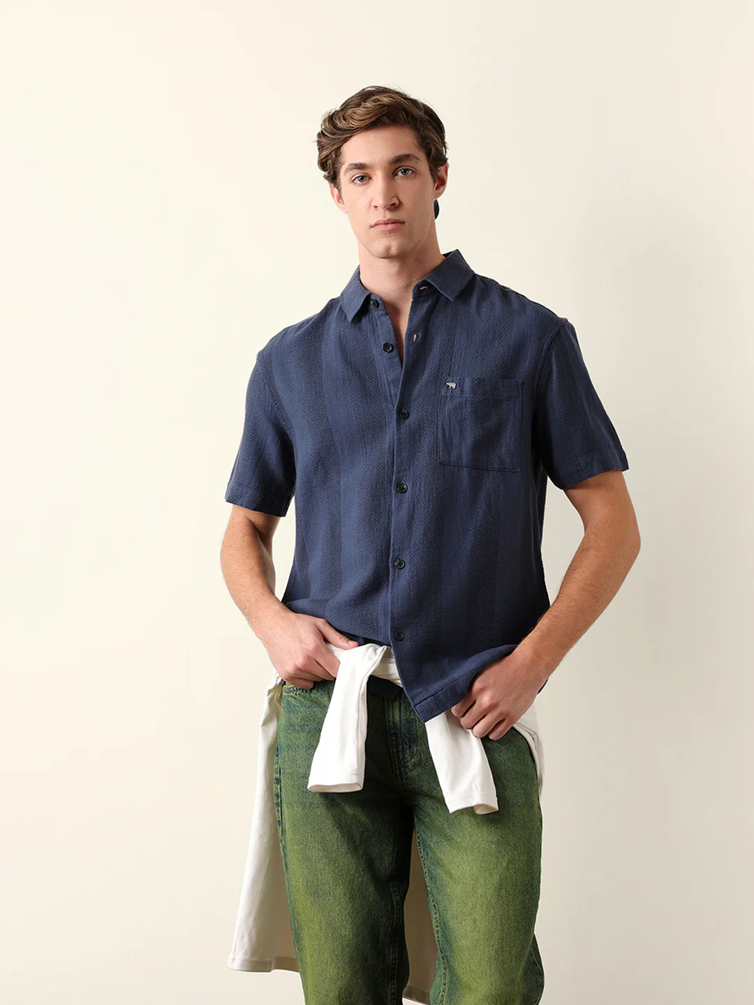 Men Half Sleeve Solid Shirt - Image 3