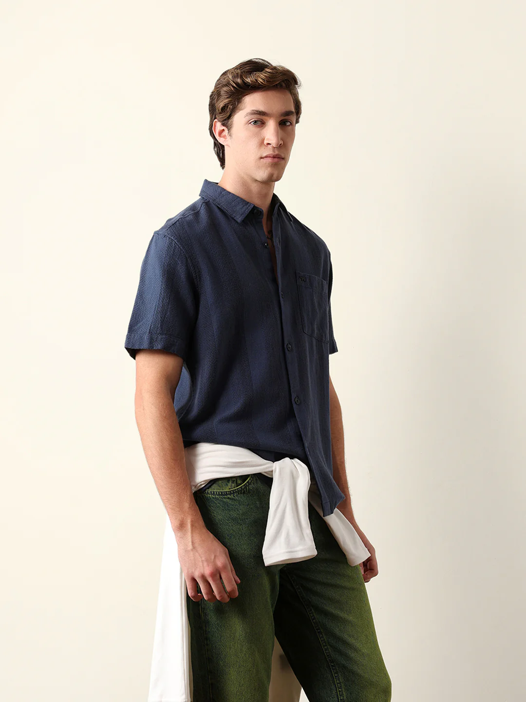Men Half Sleeve Solid Shirt - Image 5