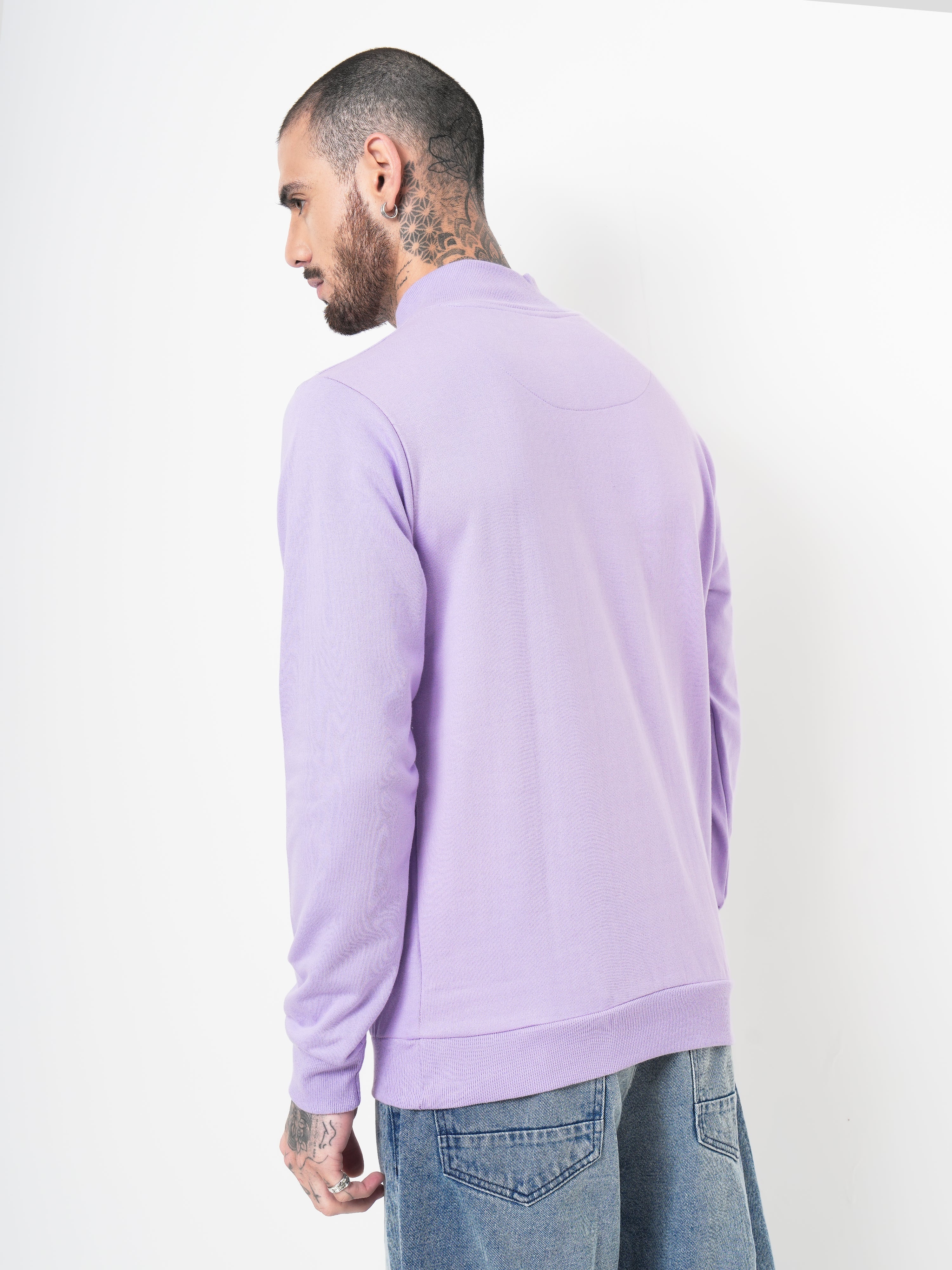 Men Half Zip Lavender Sweatshirt - Image 2