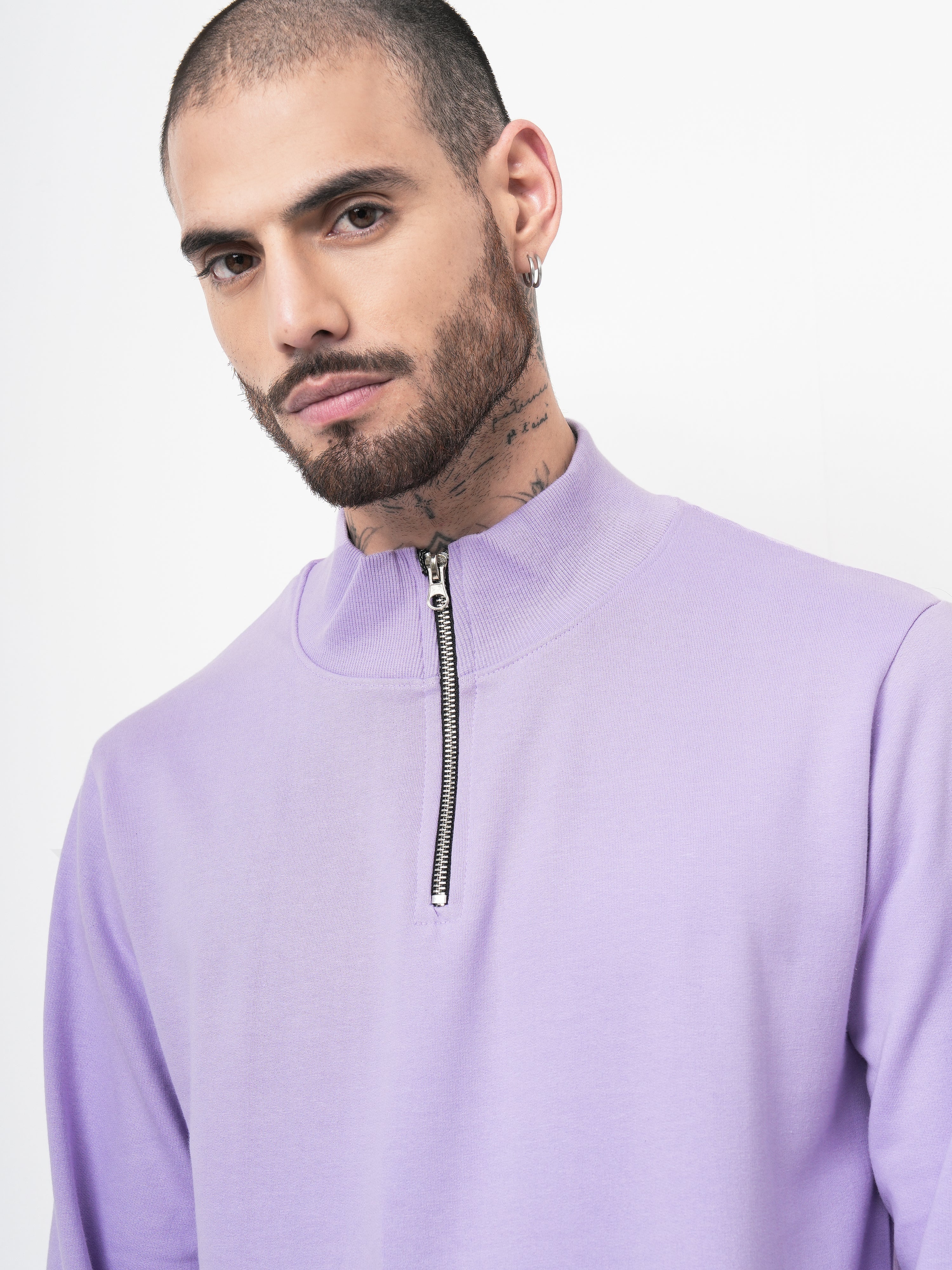 Men Half Zip Lavender Sweatshirt - Image 4