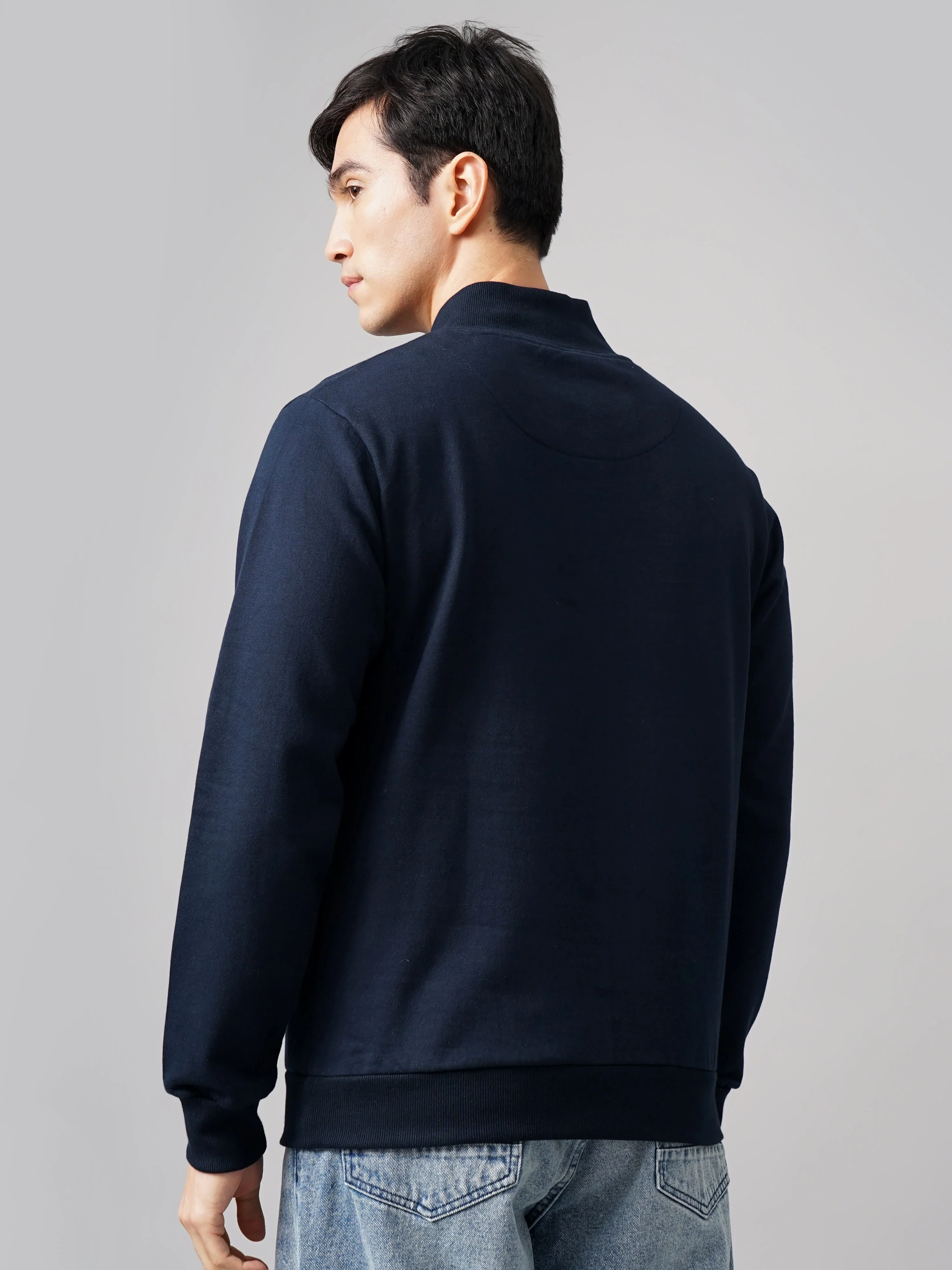 Men Half Zip Navy Sweatshirt - Image 2