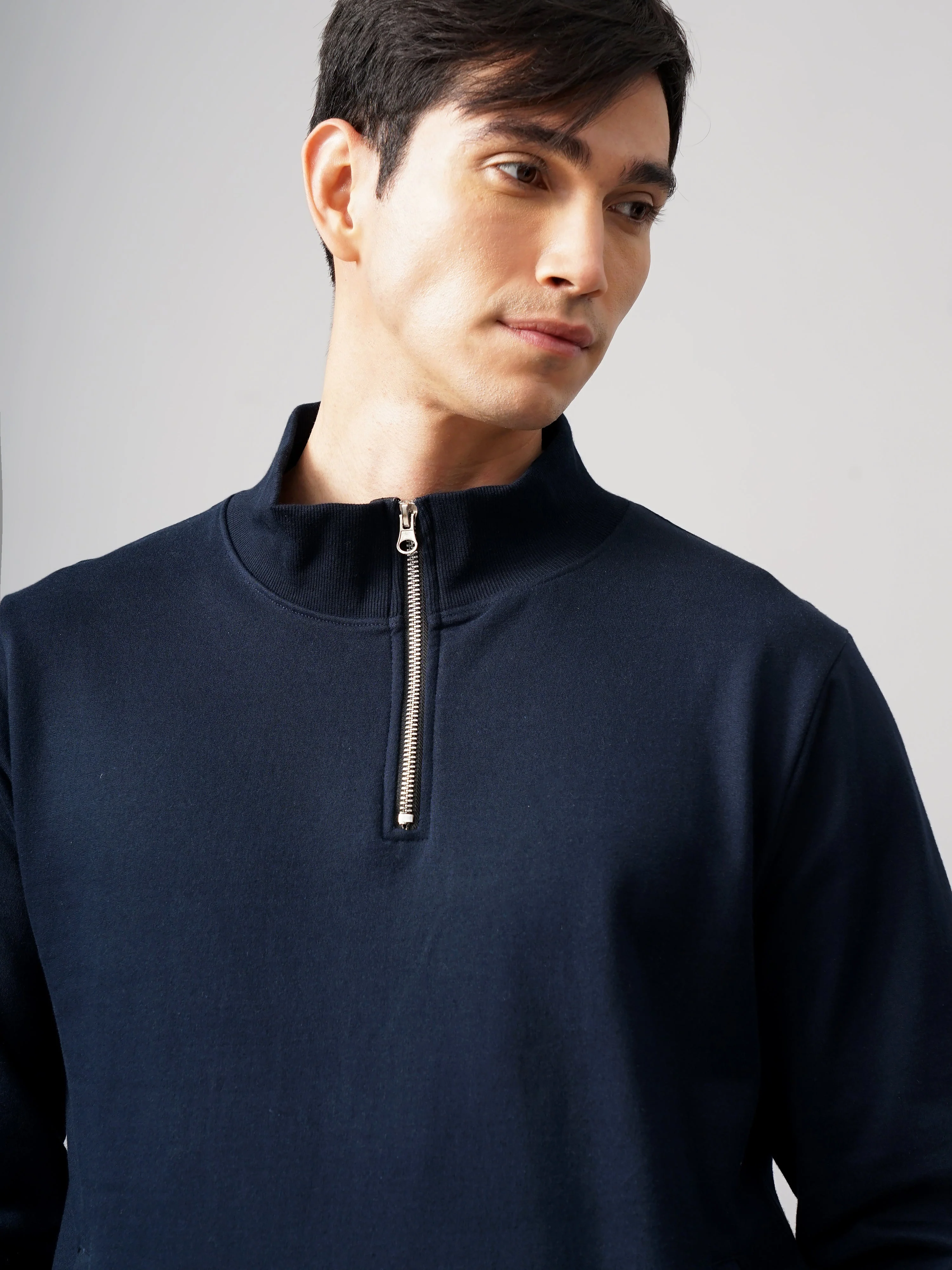 Men Half Zip Navy Sweatshirt - Image 4