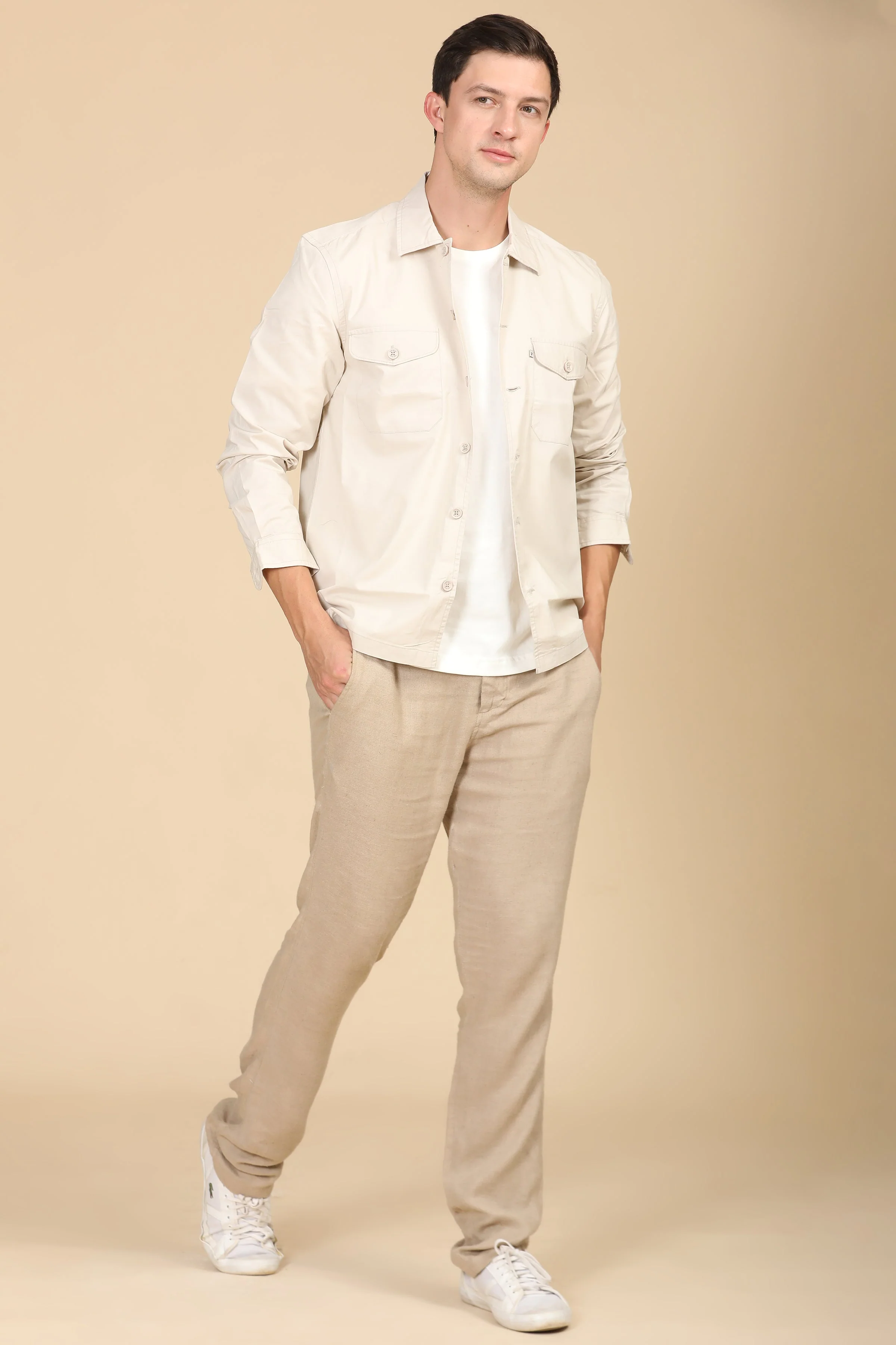 Men Harmani Cotton Overshirt Cream Cool - Image 5