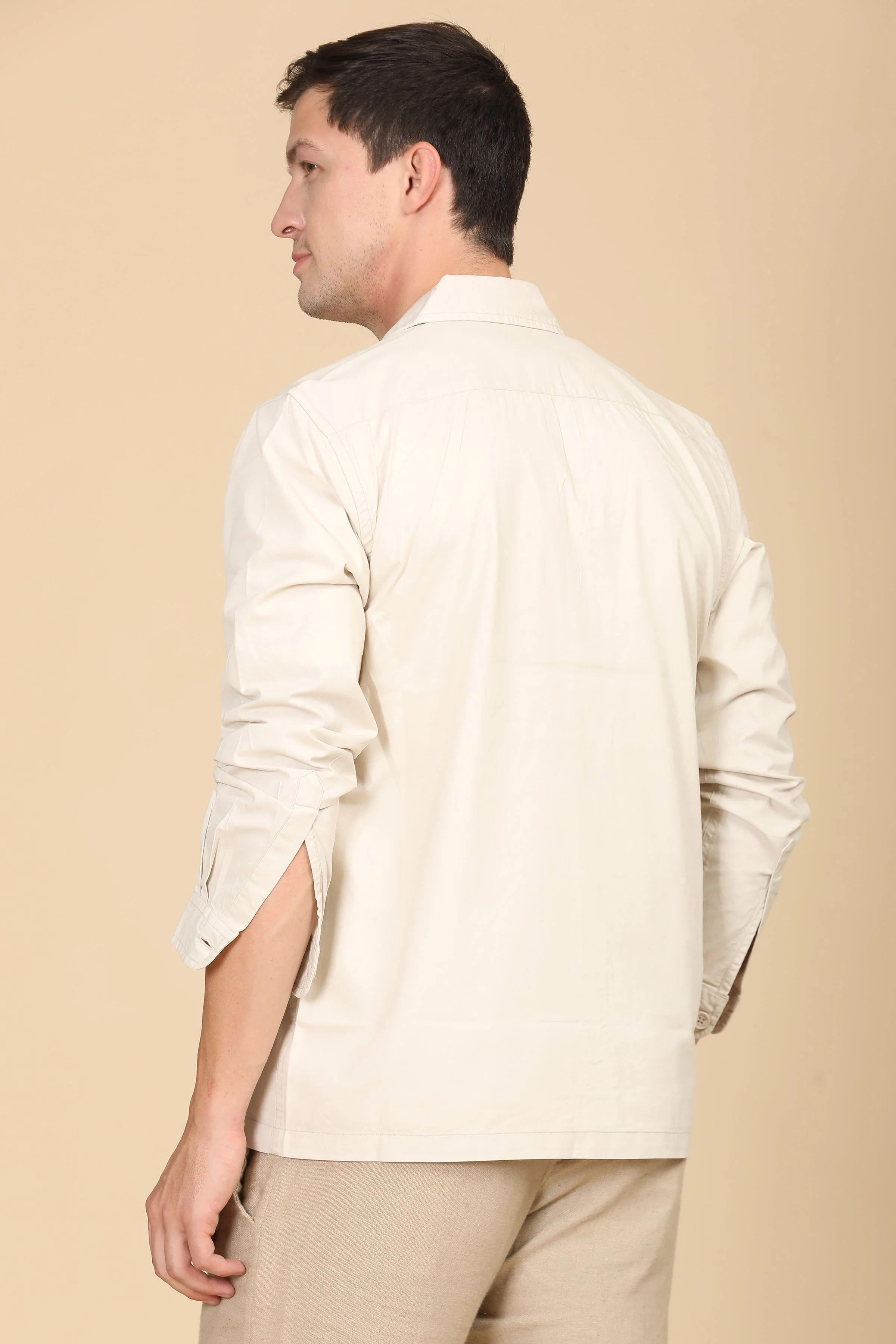 Men Harmani Cotton Overshirt Cream Cool - Image 6