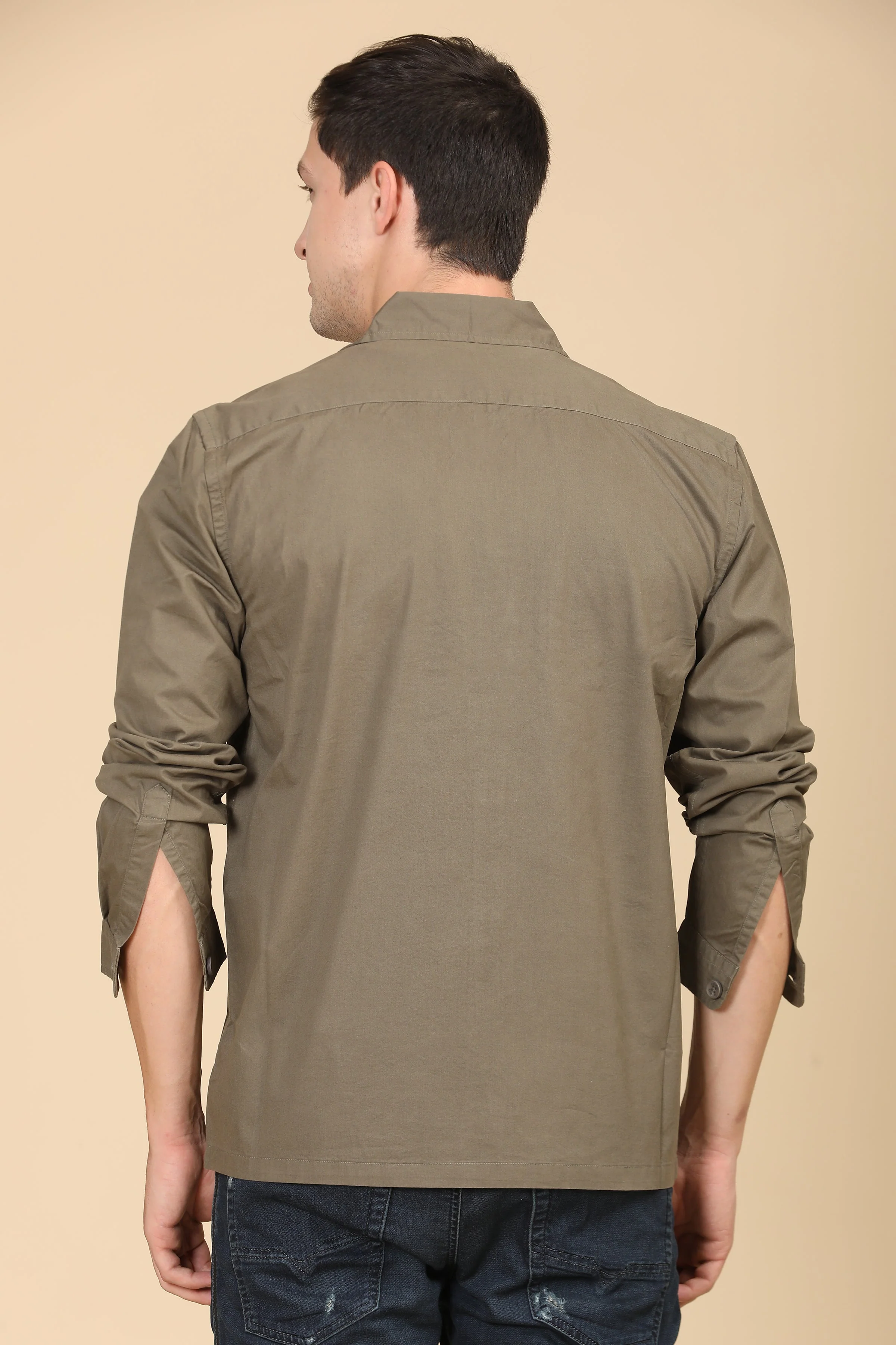 Men Harmani Cotton Overshirt Dark Grey - Image 6