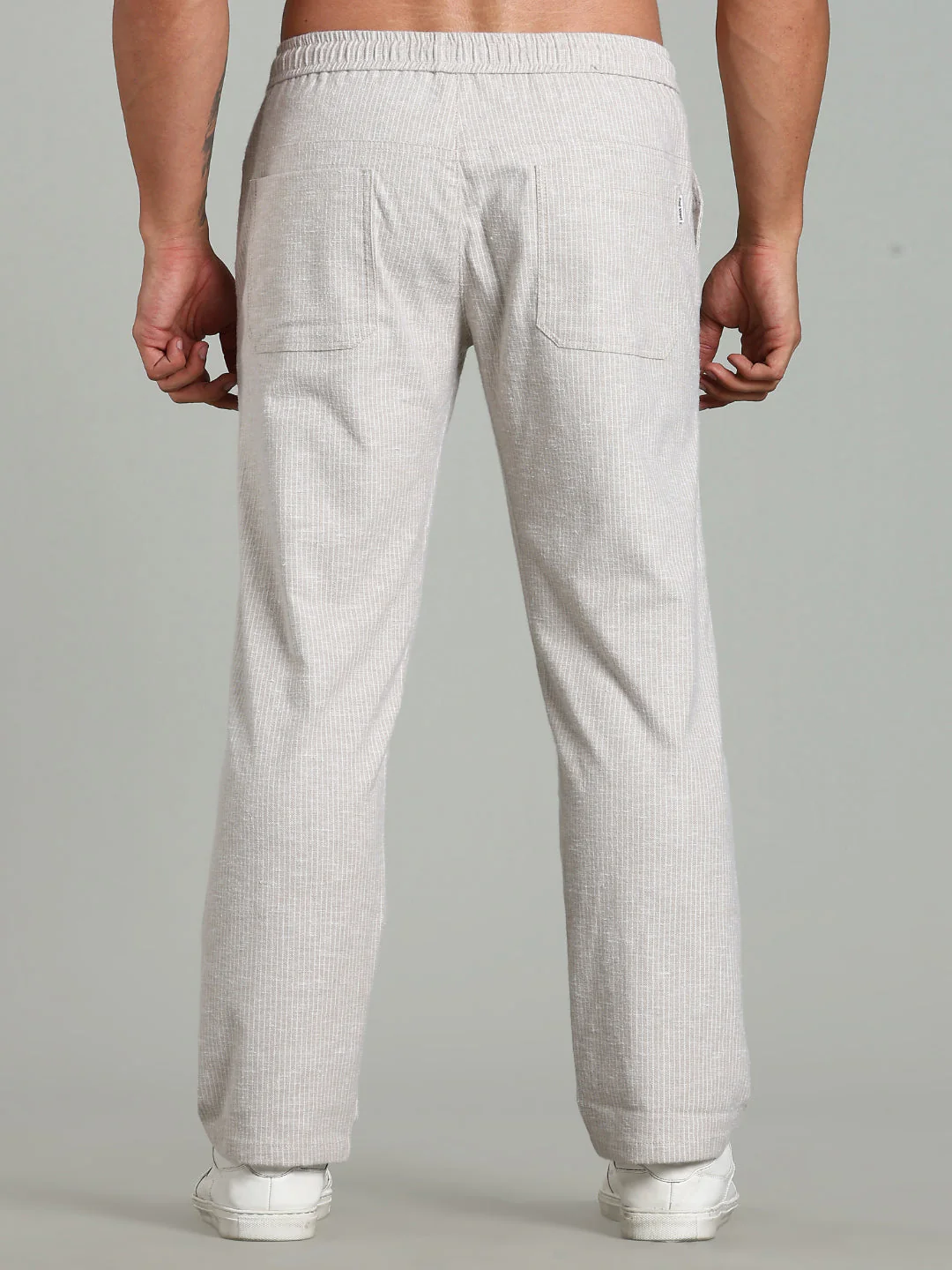 Men Haven Beige Striped Linen Pant - Image 2