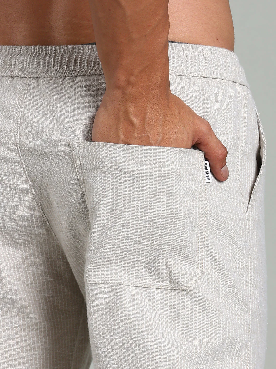 Men Haven Beige Striped Linen Pant - Image 4
