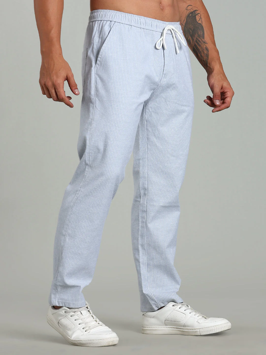 Men Haven Blue Striped Linen Pant - Image 3