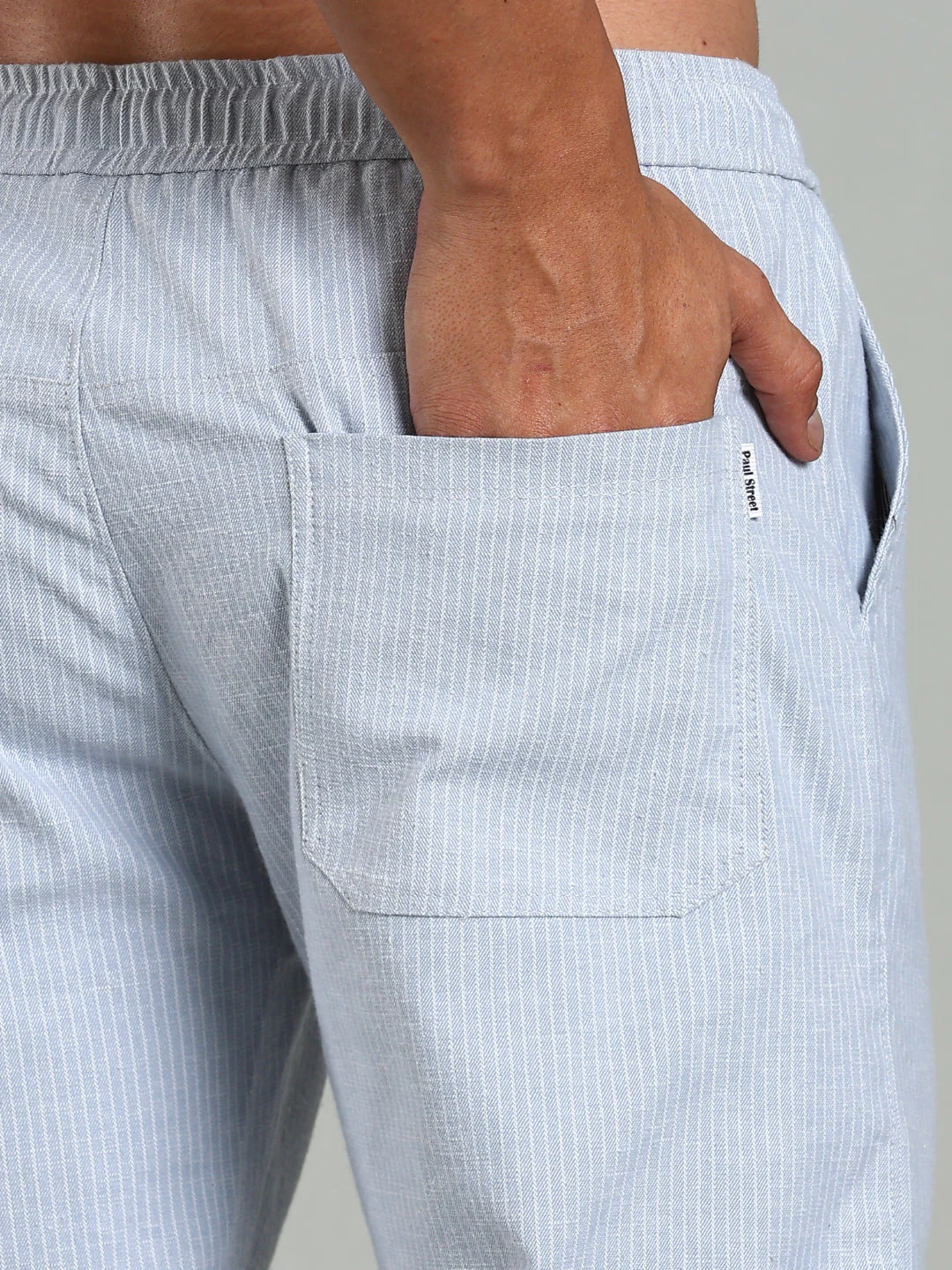 Men Haven Blue Striped Linen Pant - Image 4