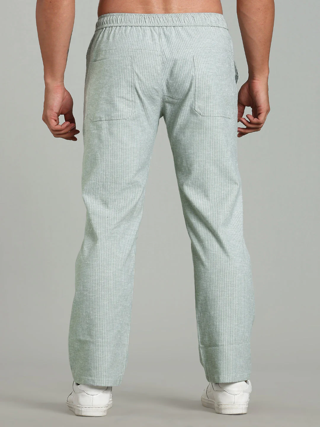 Men Haven Green Striped Linen Pant - Image 2