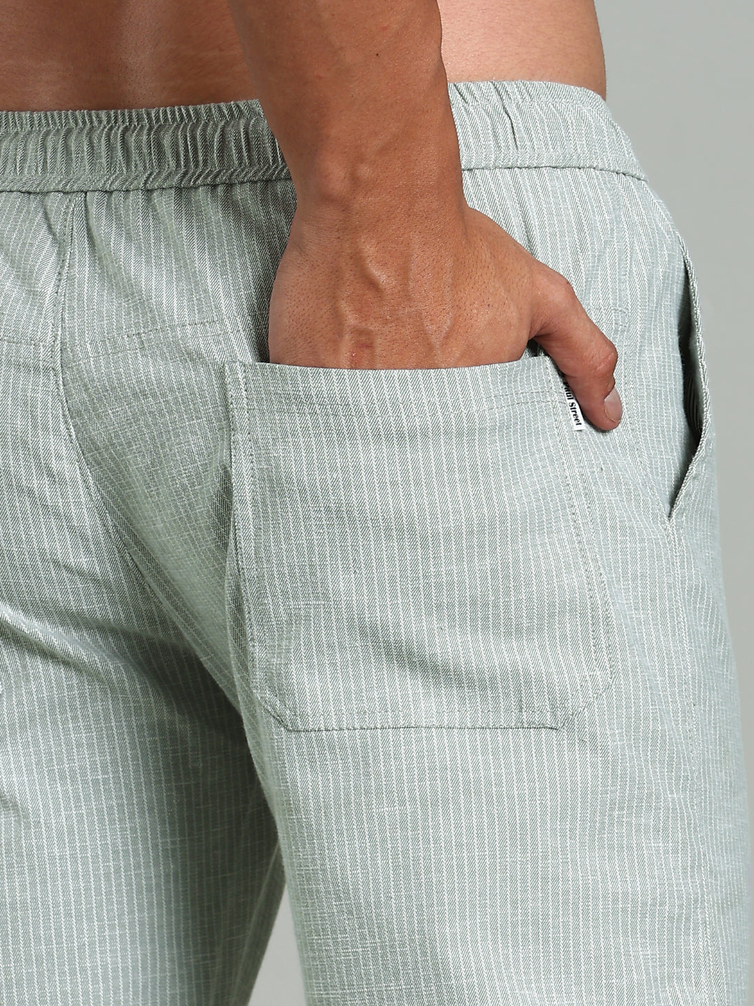 Men Haven Green Striped Linen Pant - Image 4