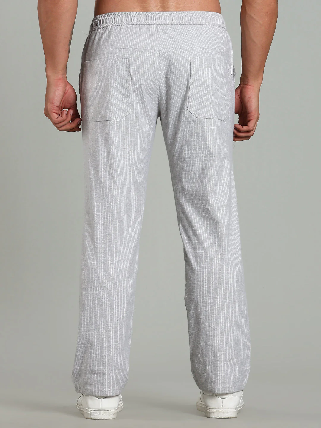 Men Haven Grey Striped Linen Pant - Image 2