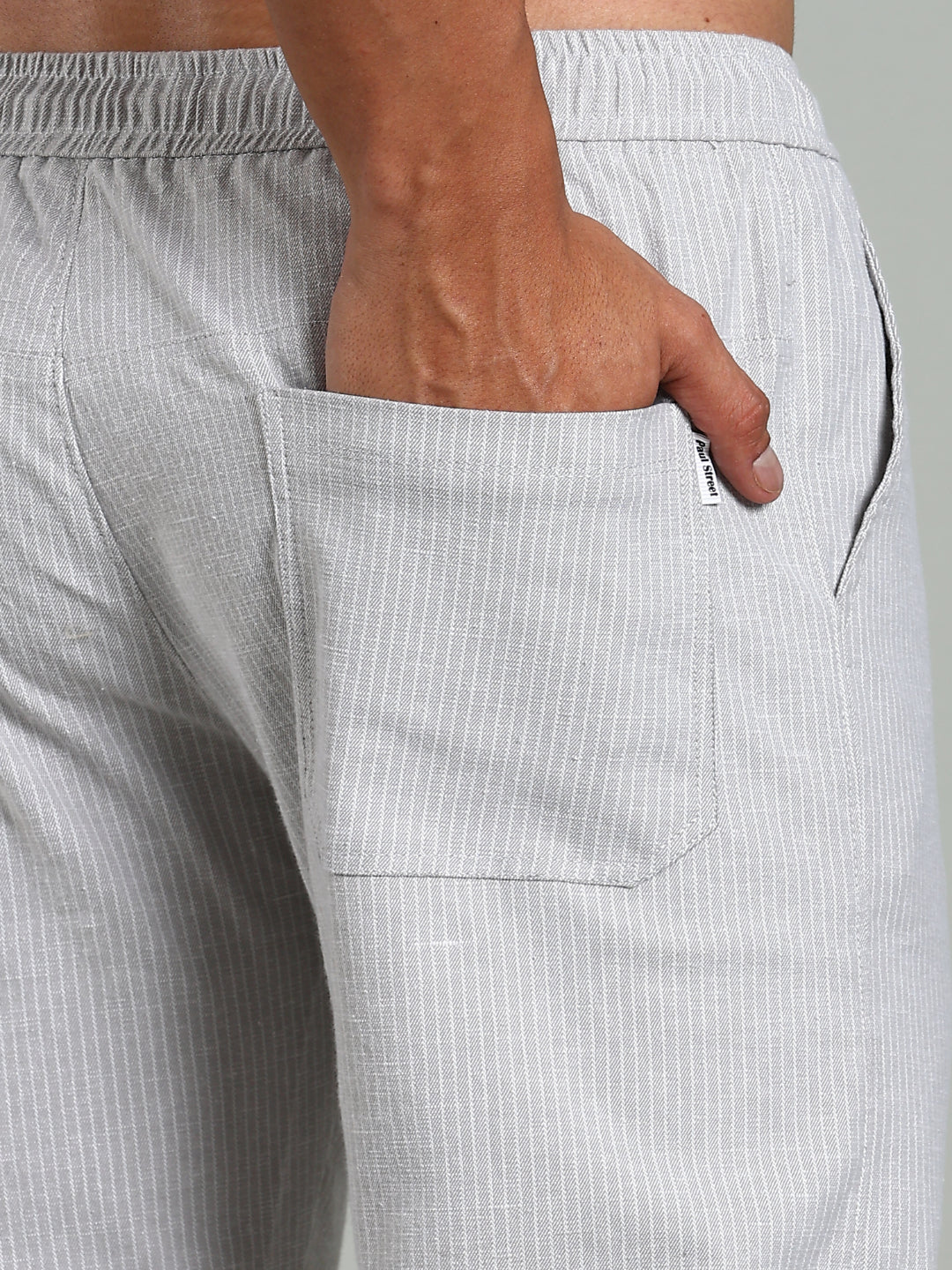 Men Haven Grey Striped Linen Pant - Image 4