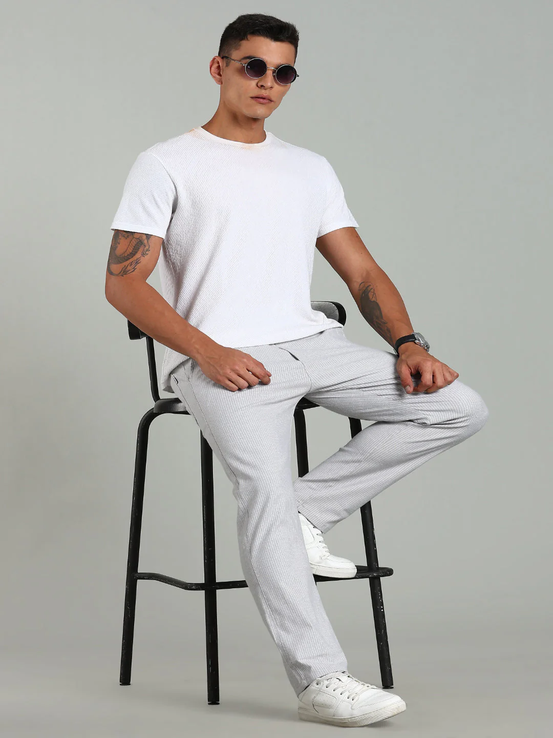 Men Haven Grey Striped Linen Pant - Image 5