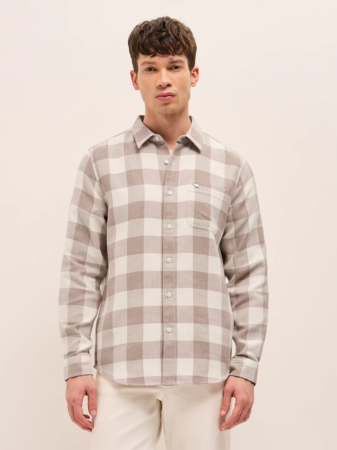 Men Herringbone Casual Shirt - Image 6