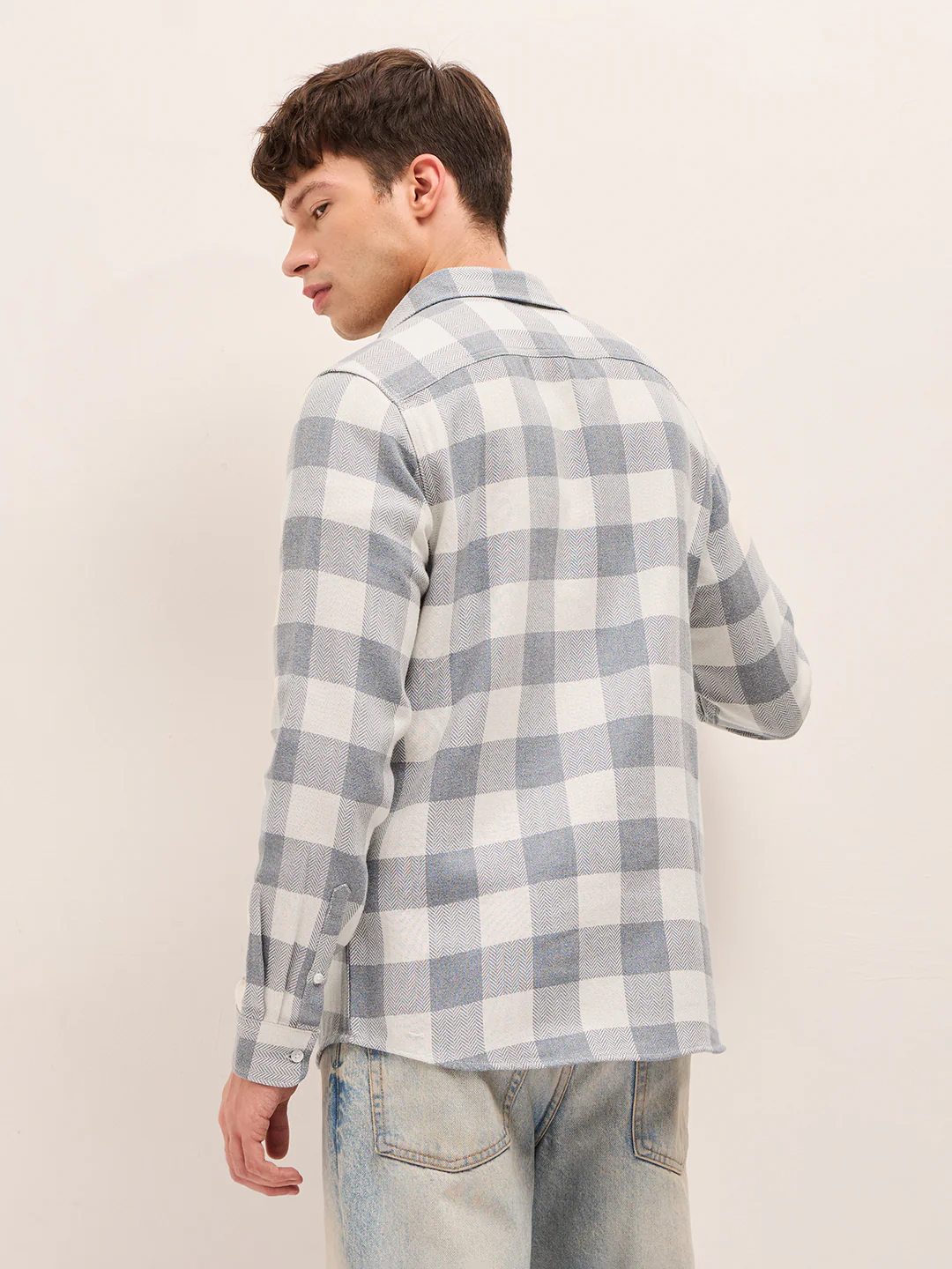 Men Herringbone Casual Shirt - Image 2