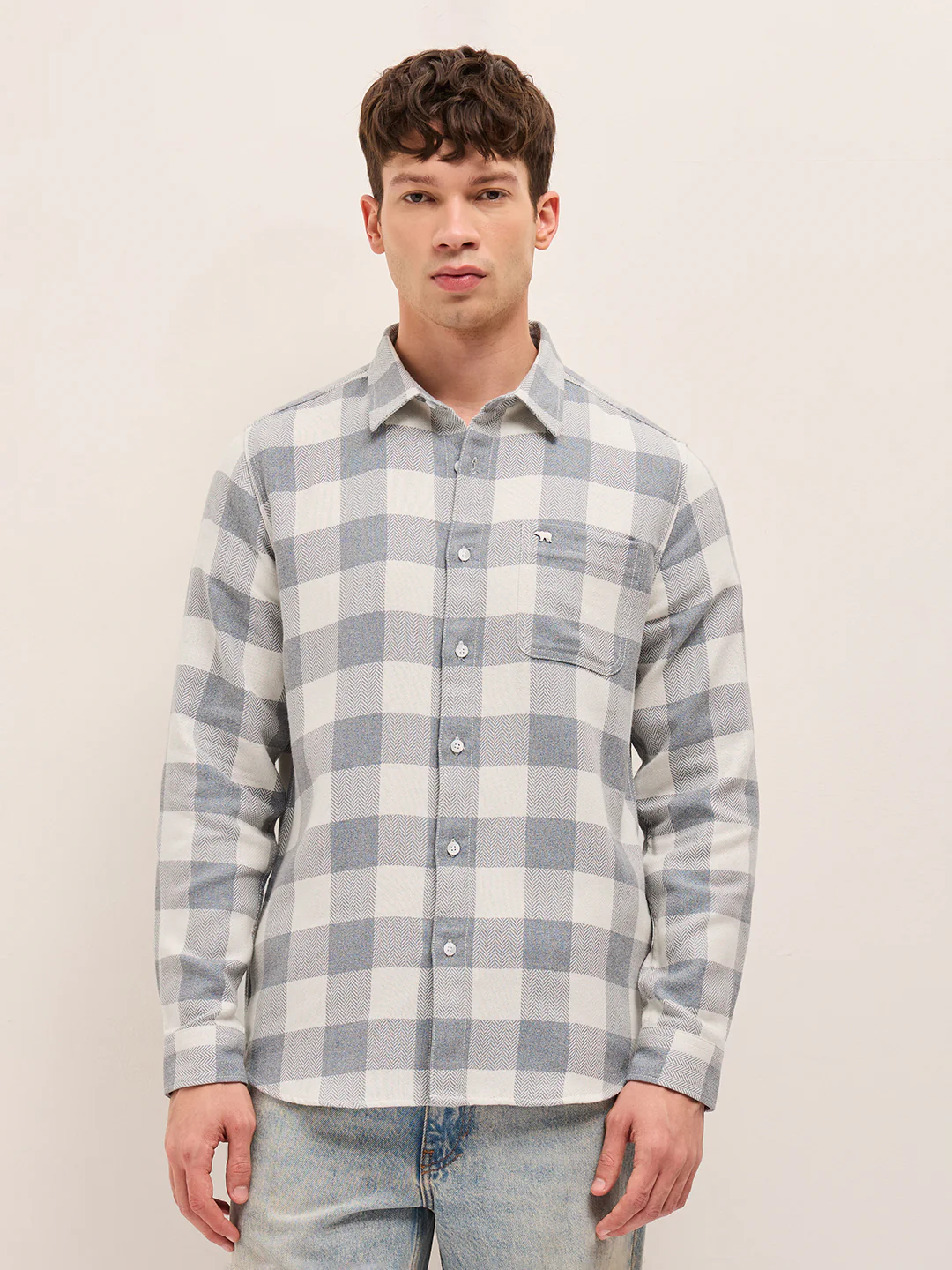 Men Herringbone Casual Shirt - Image 6