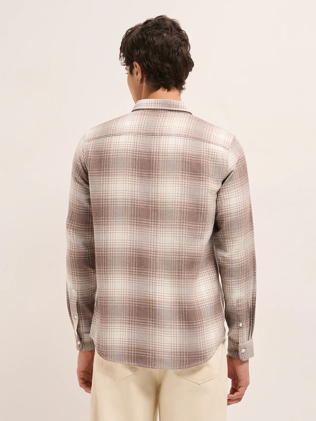 Men Herringbone Checked Design Casual Shirt - Image 2