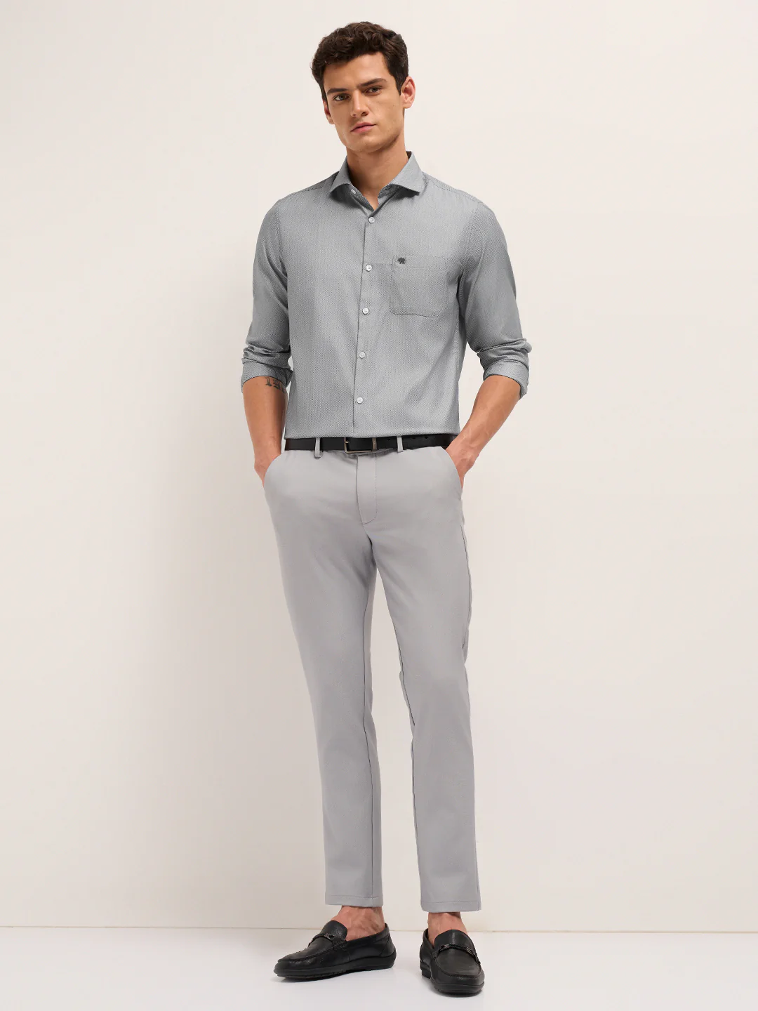 Men Herringbone Tailored Formal Shirt - Image 4