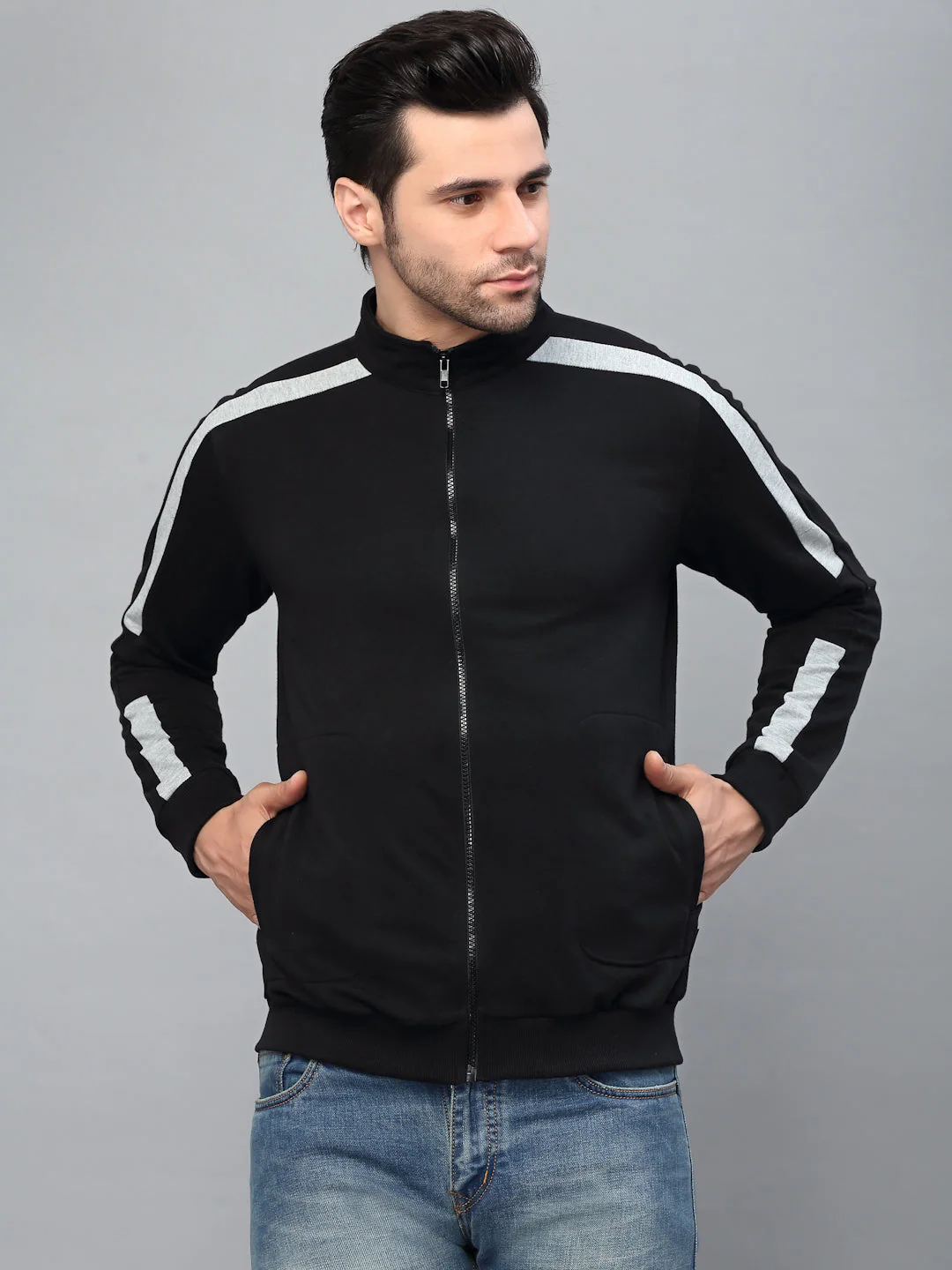 Men High Neck Terry Jacket - Image 2