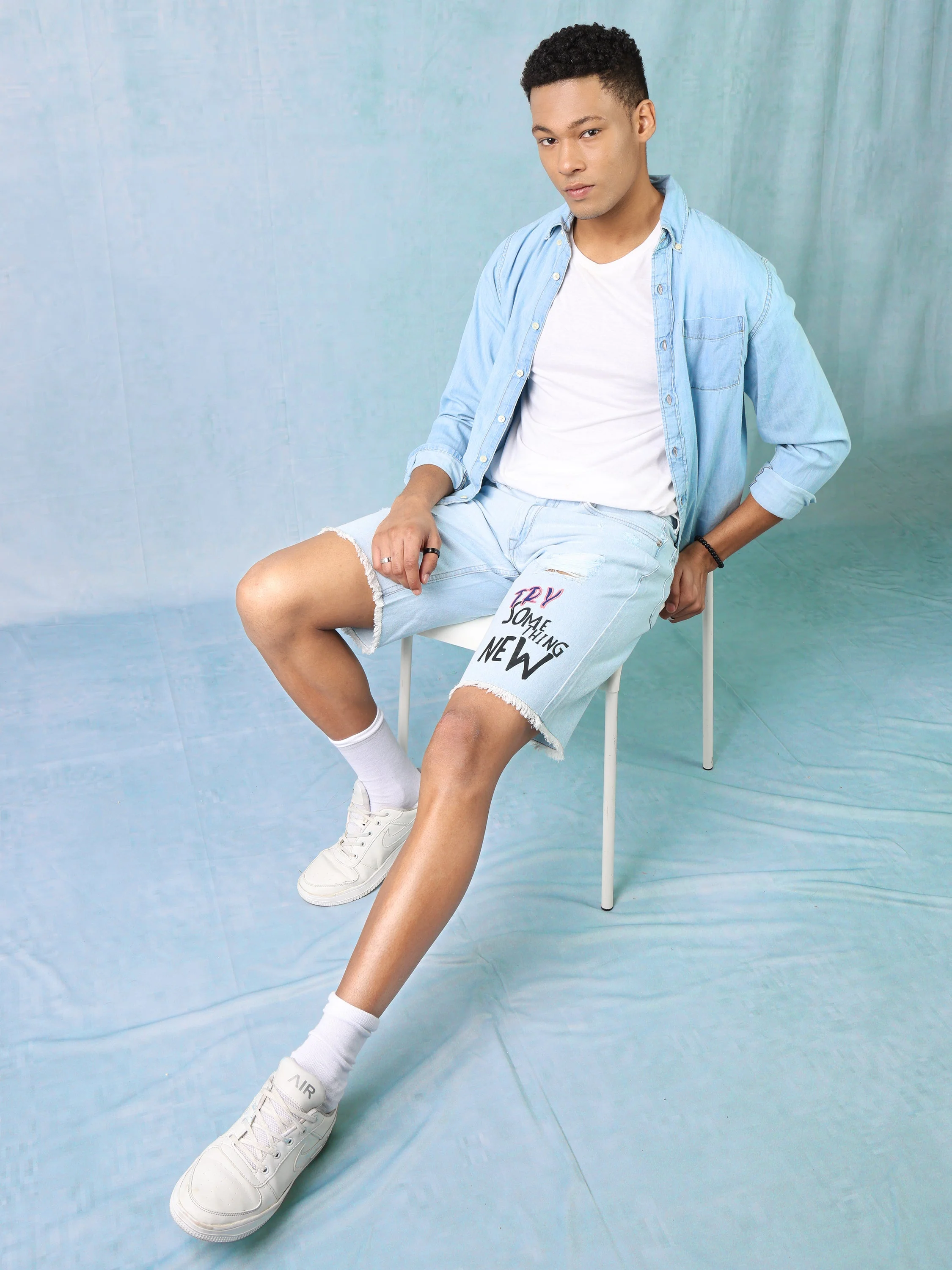 Men High Waist Denim Rugged Shorts - Image 4