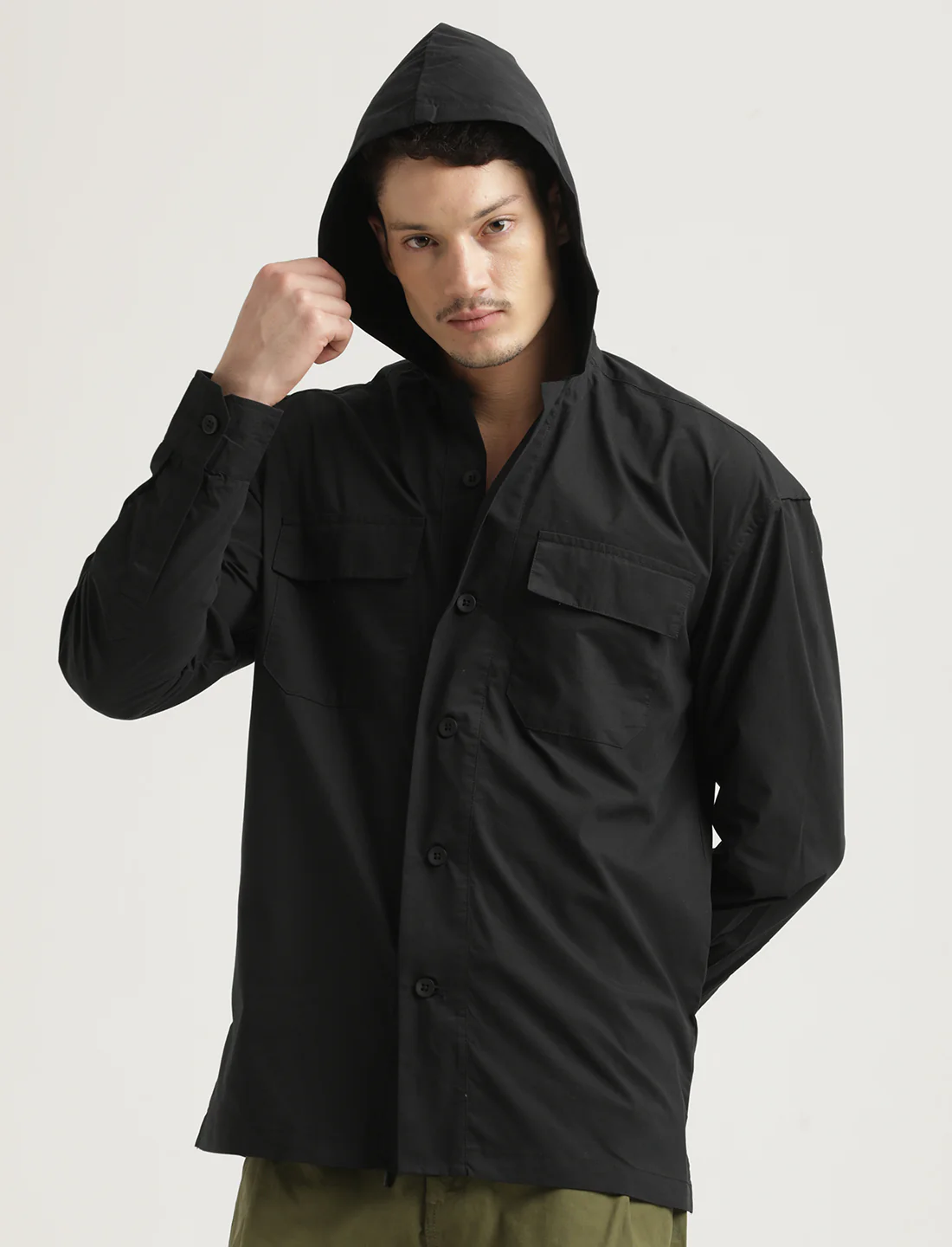 Men Hooded Utility Shirt - Image 5
