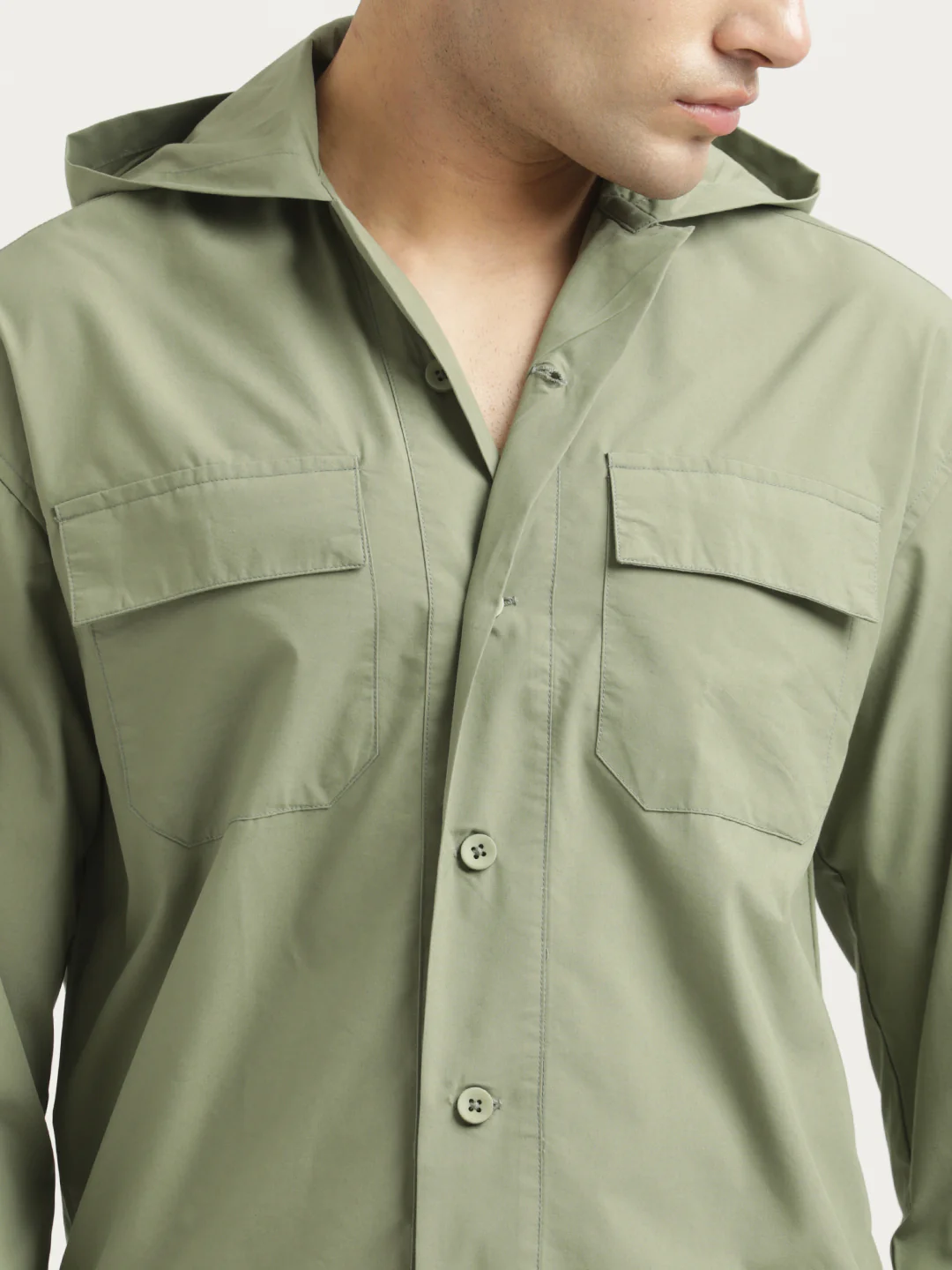 Men Hooded Utility Shirt - Image 3