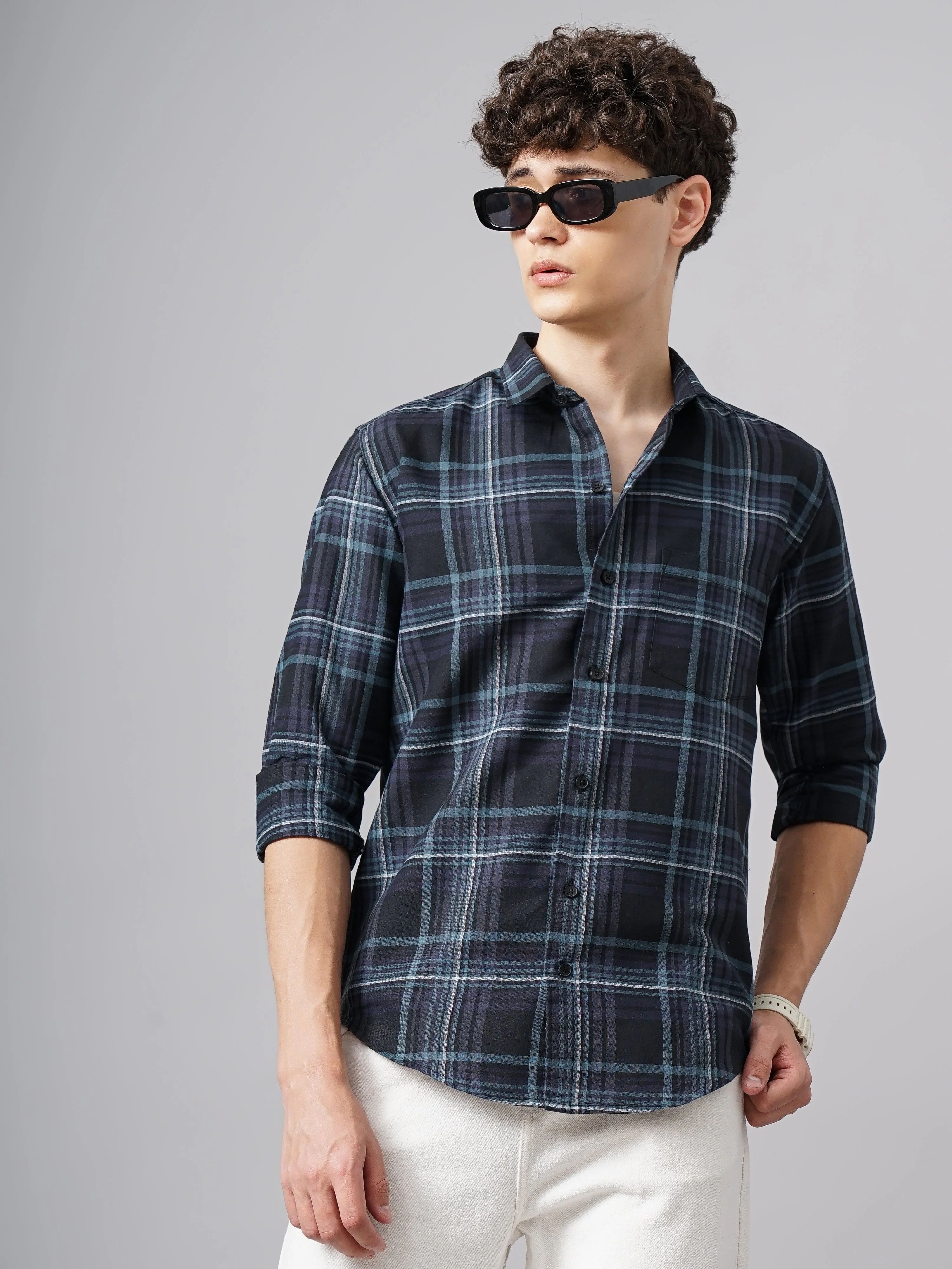 Men Horst Black Checks Shirt - Image 3