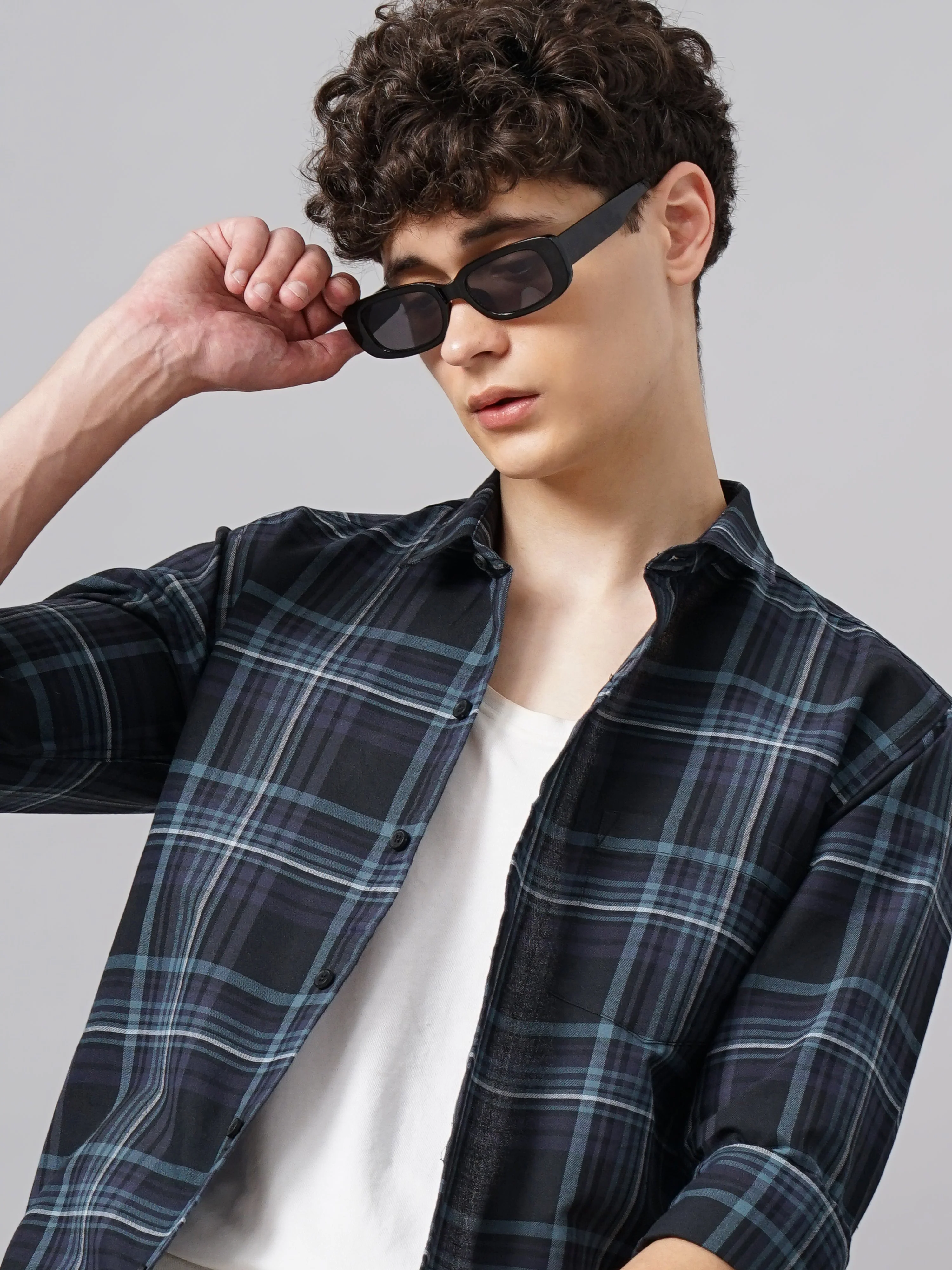 Men Horst Black Checks Shirt - Image 4