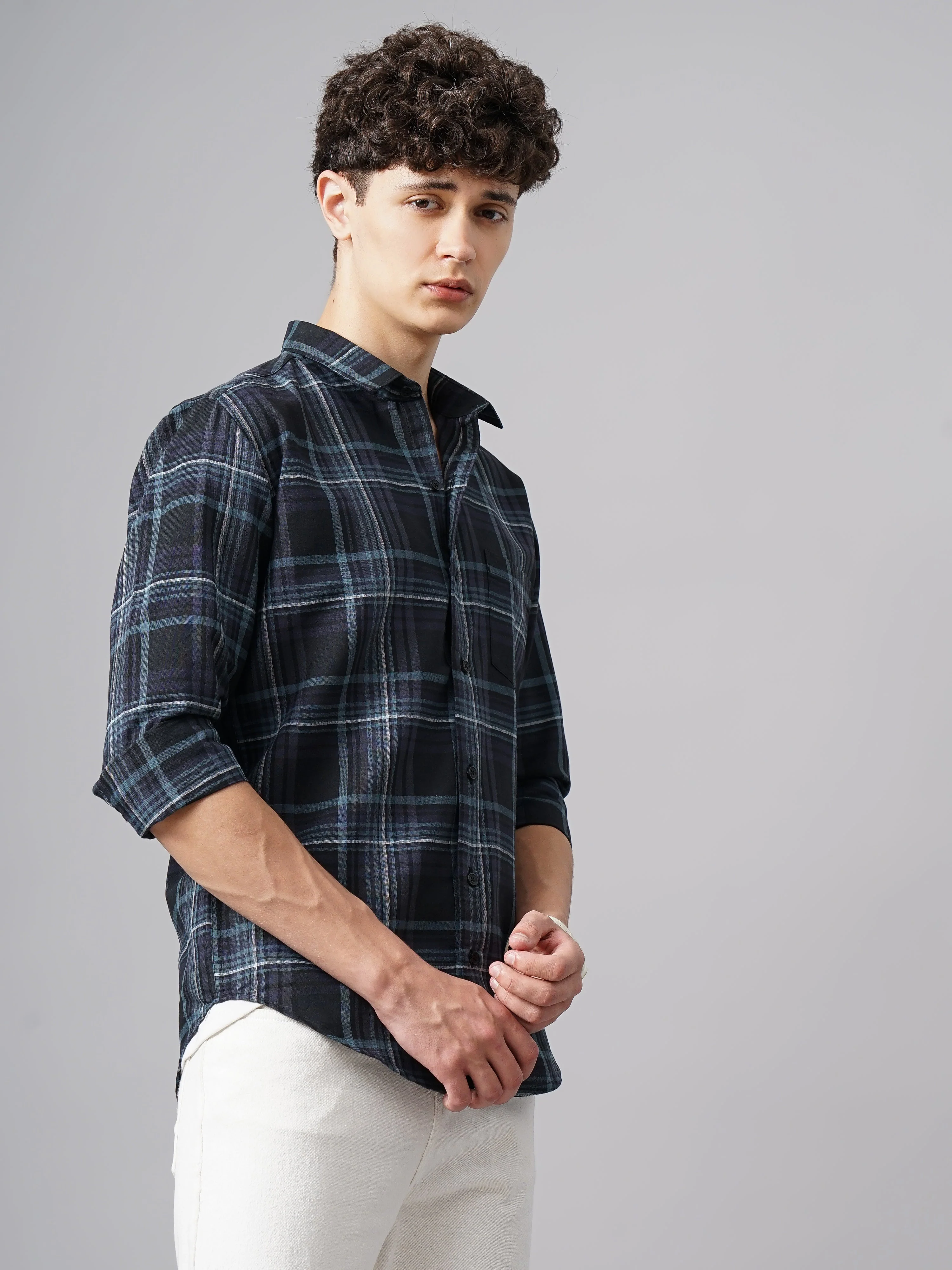 Men Horst Black Checks Shirt - Image 6