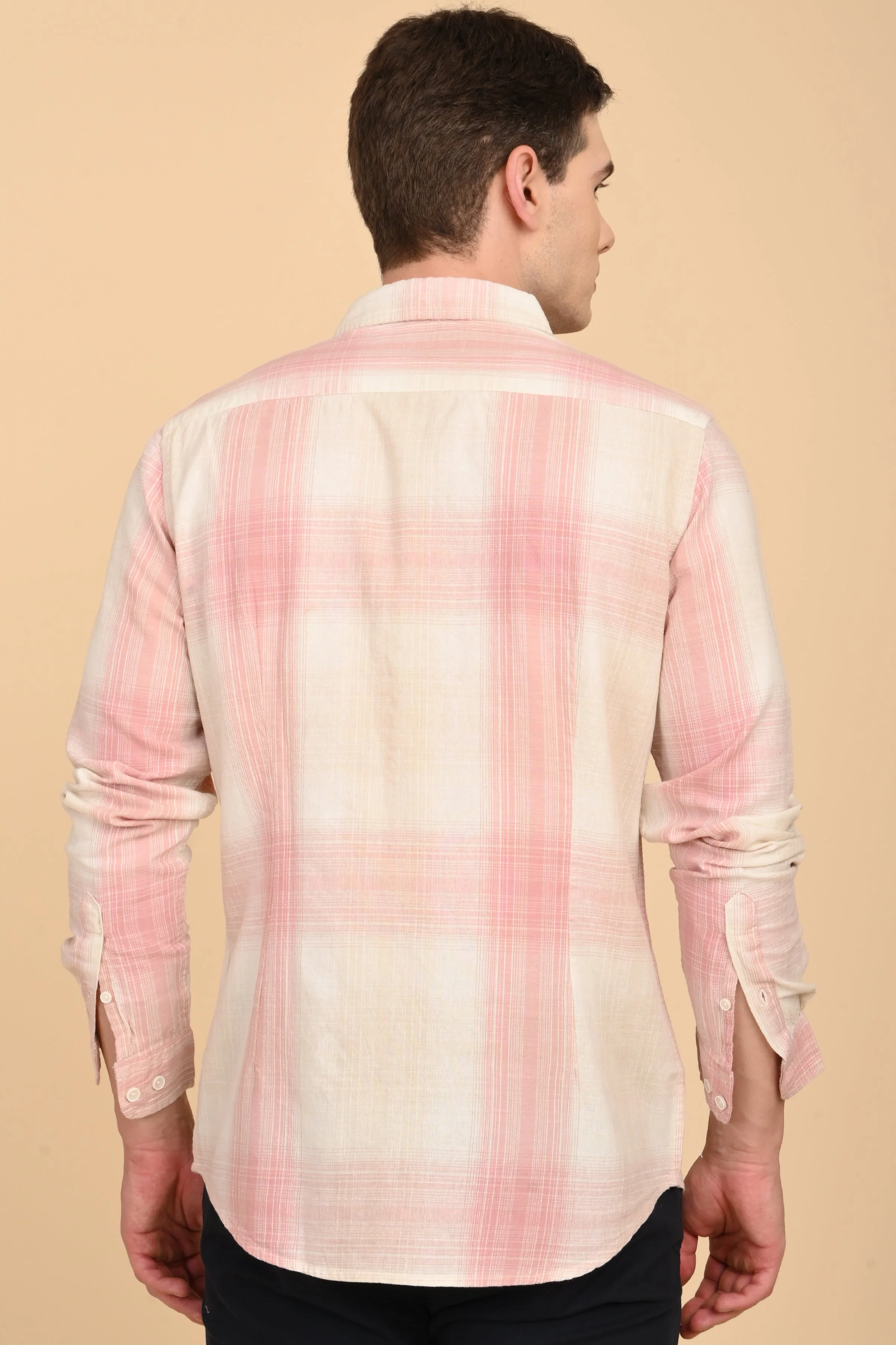 Men Howard Cotton Linen Check Shirt Pink - Image 7