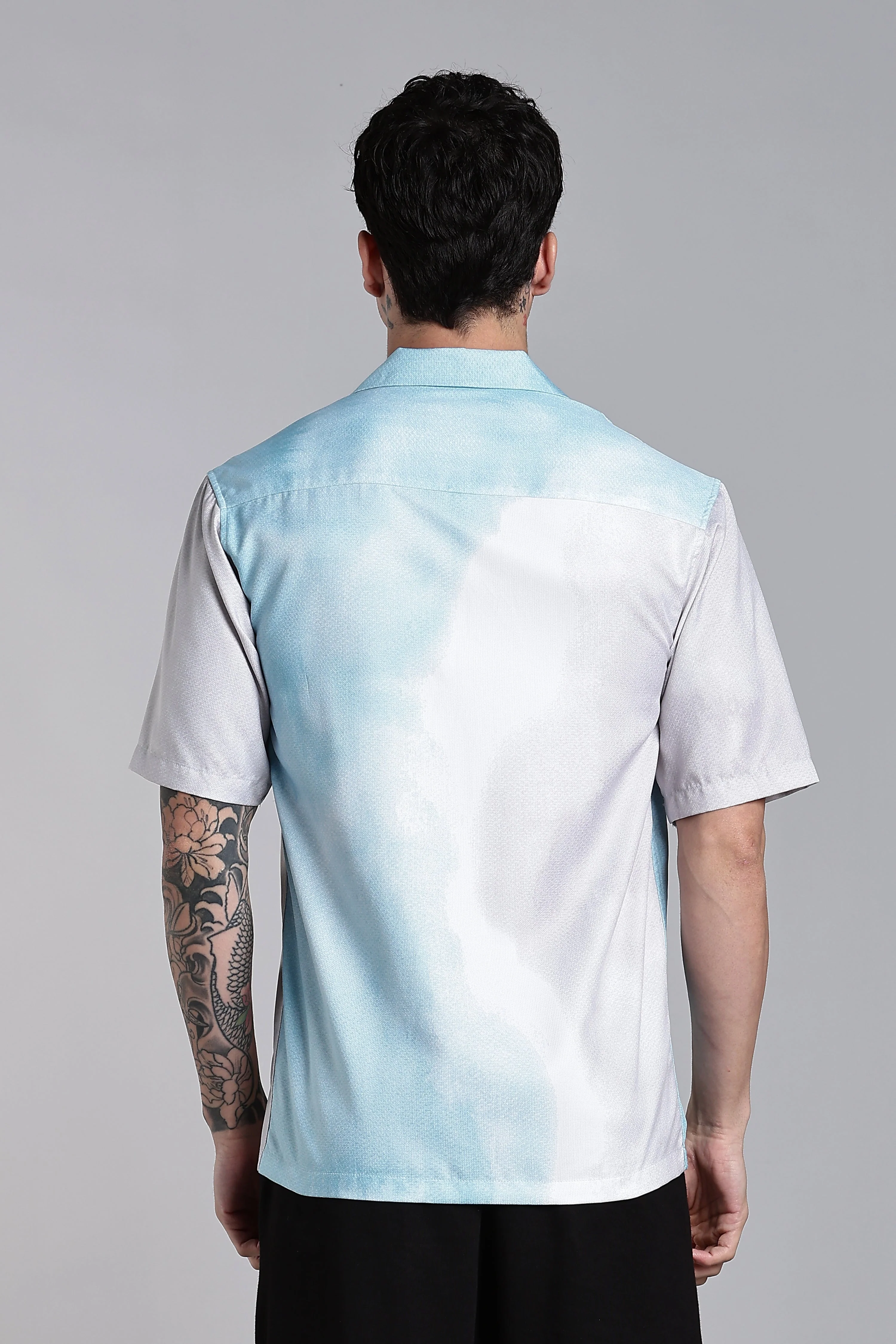 Men Huea Blue Printed Shirt - Image 2