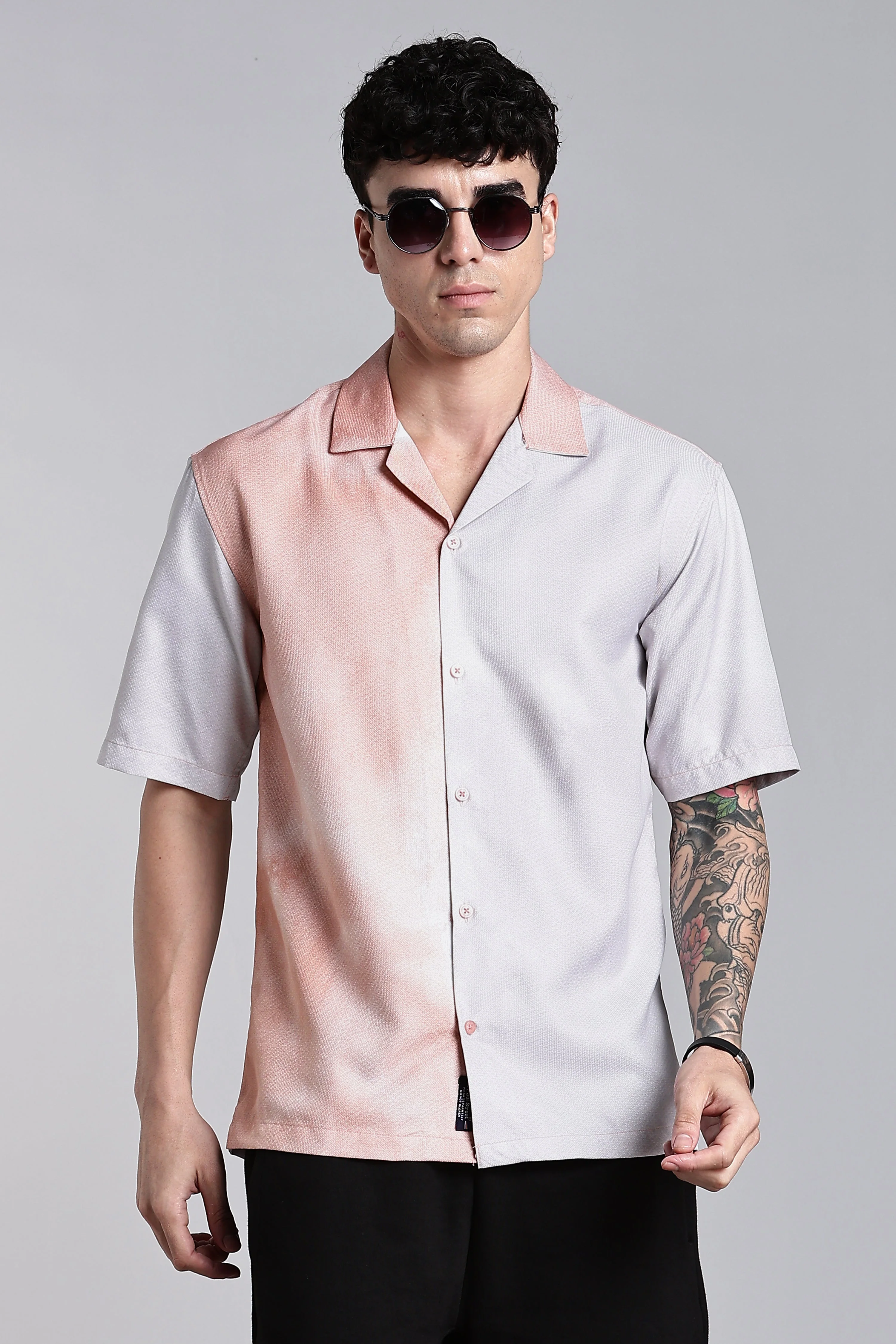 Men Huea Pink Printed Shirt - Image 3