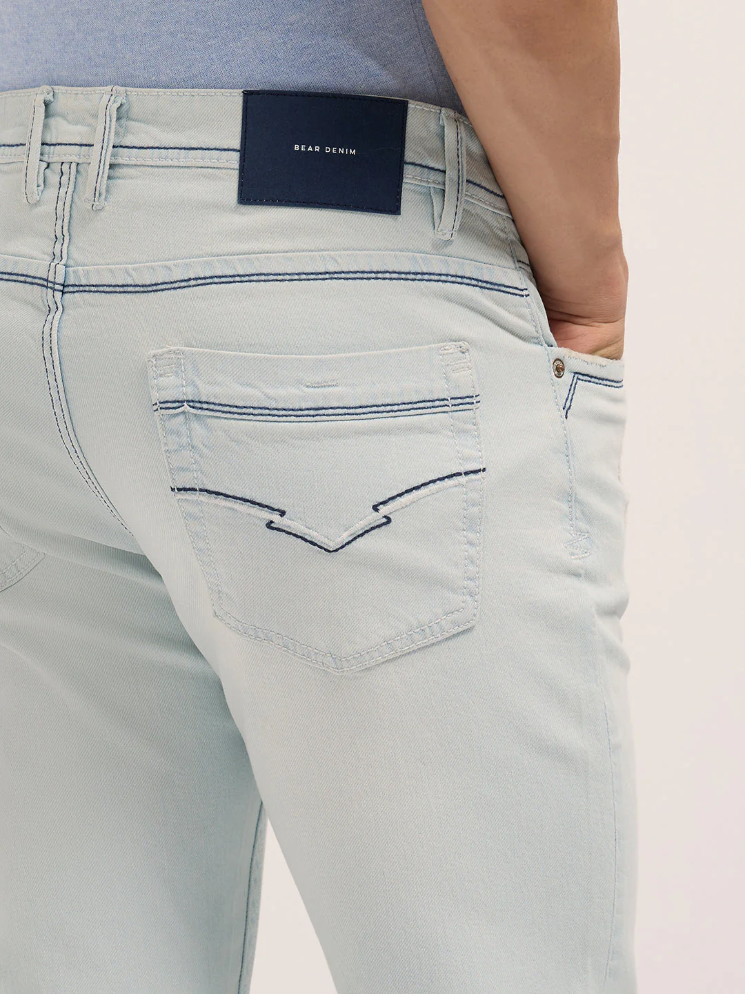 Men Ice Blue Mid-Rise Slim Fit Jeans - Image 6