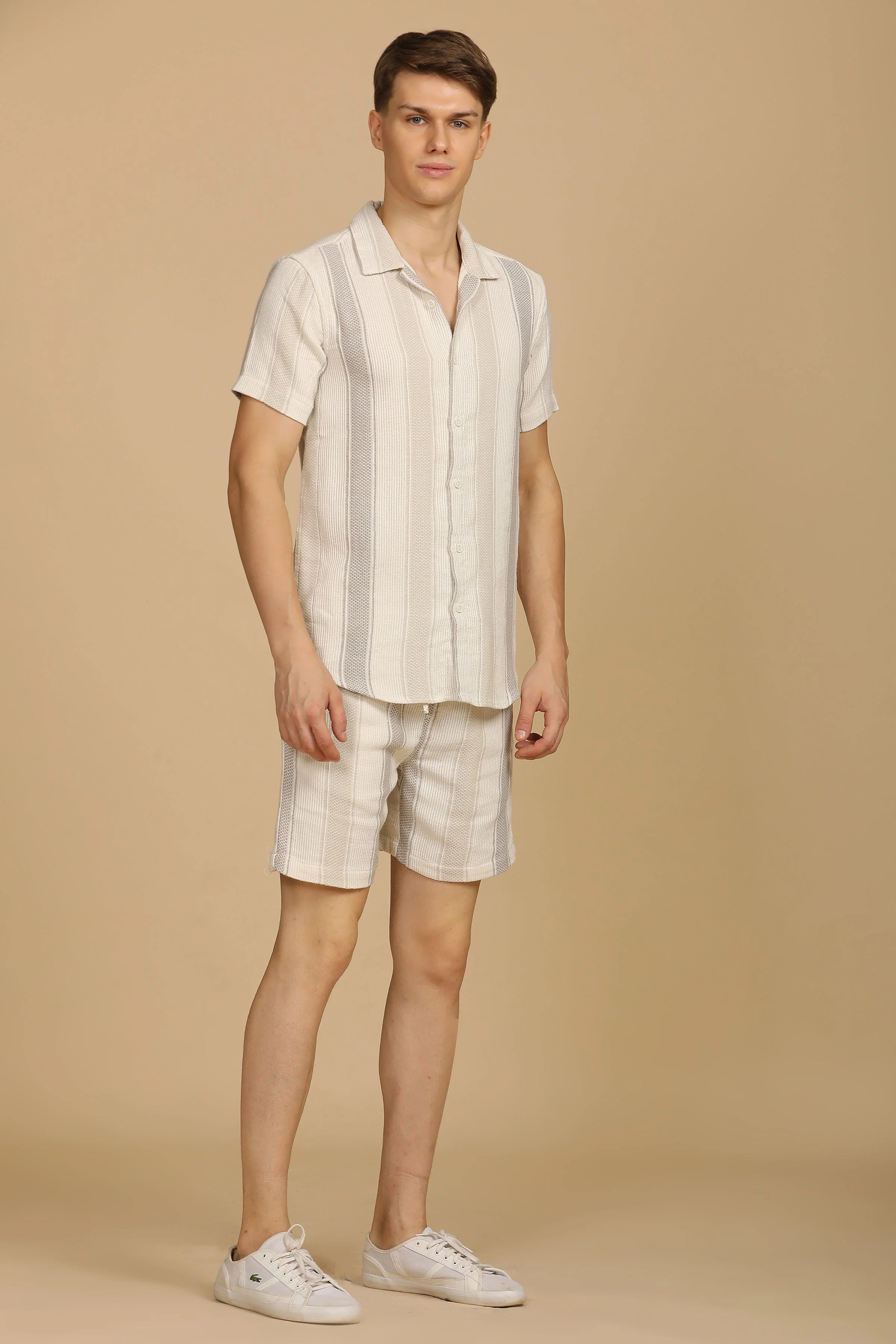 Men Illiana Striped CoOrds Off White - Image 4