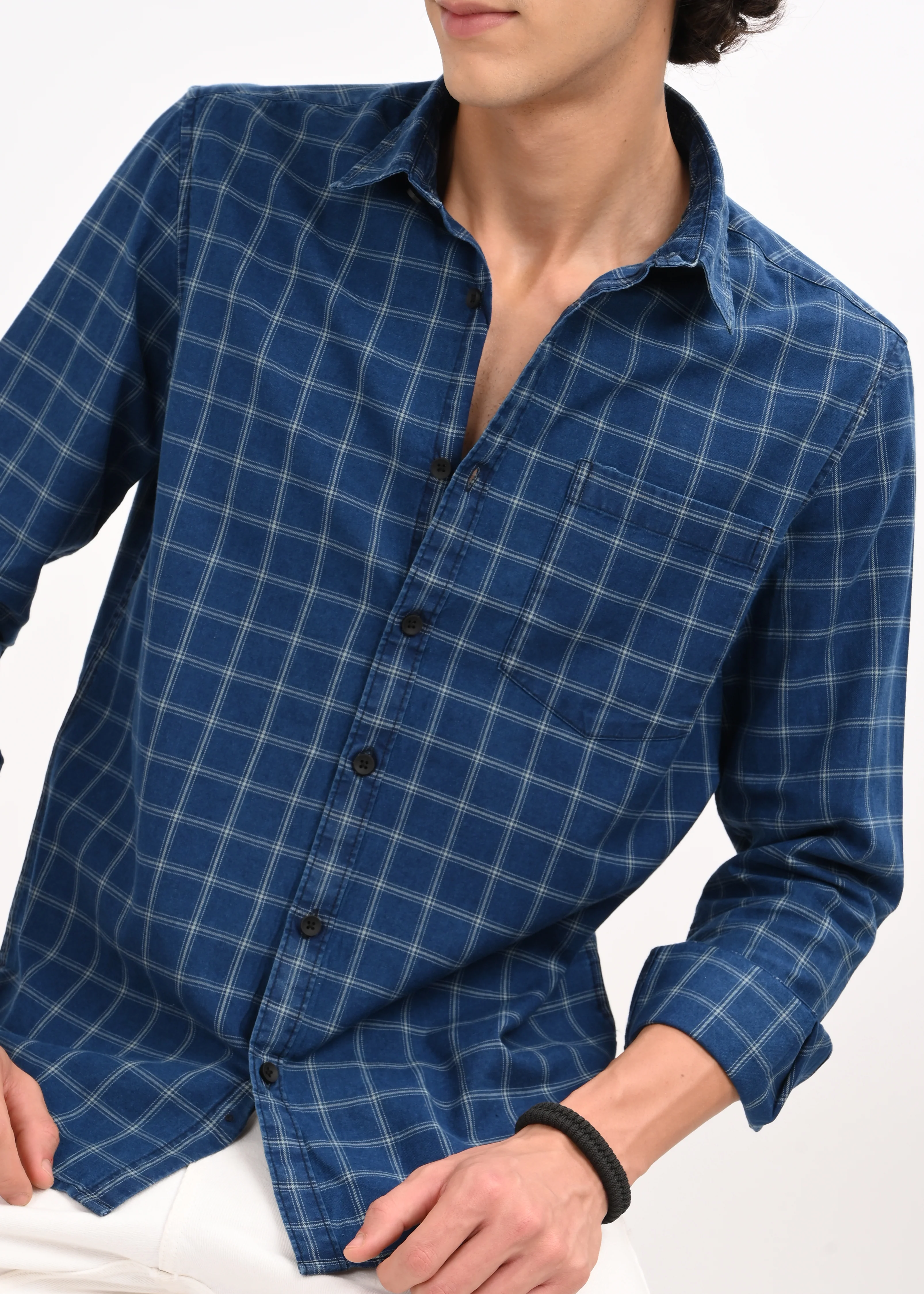 Men Navy Blue Shirt - Image 3