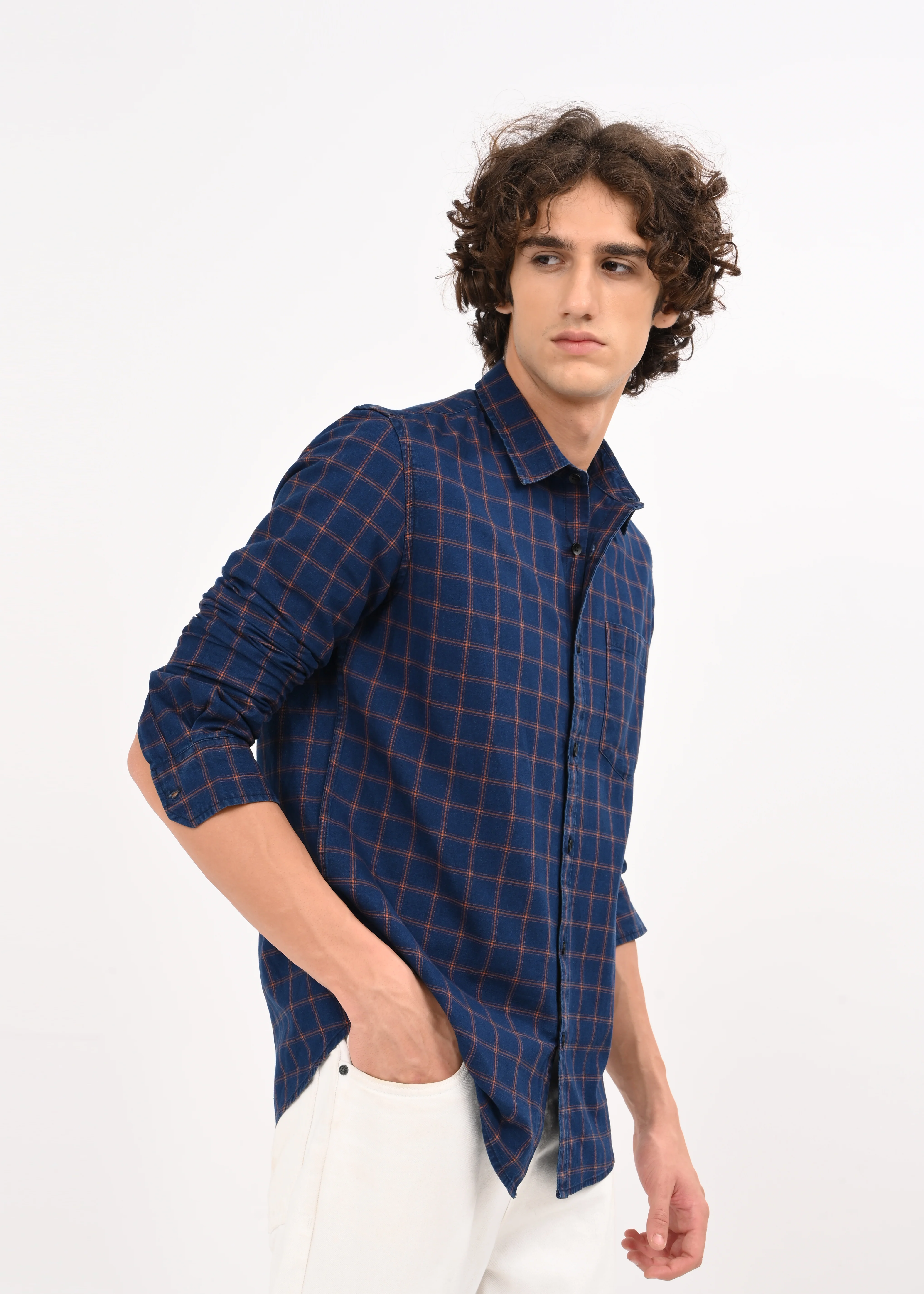 Men Navy Blue Shirt - Image 3
