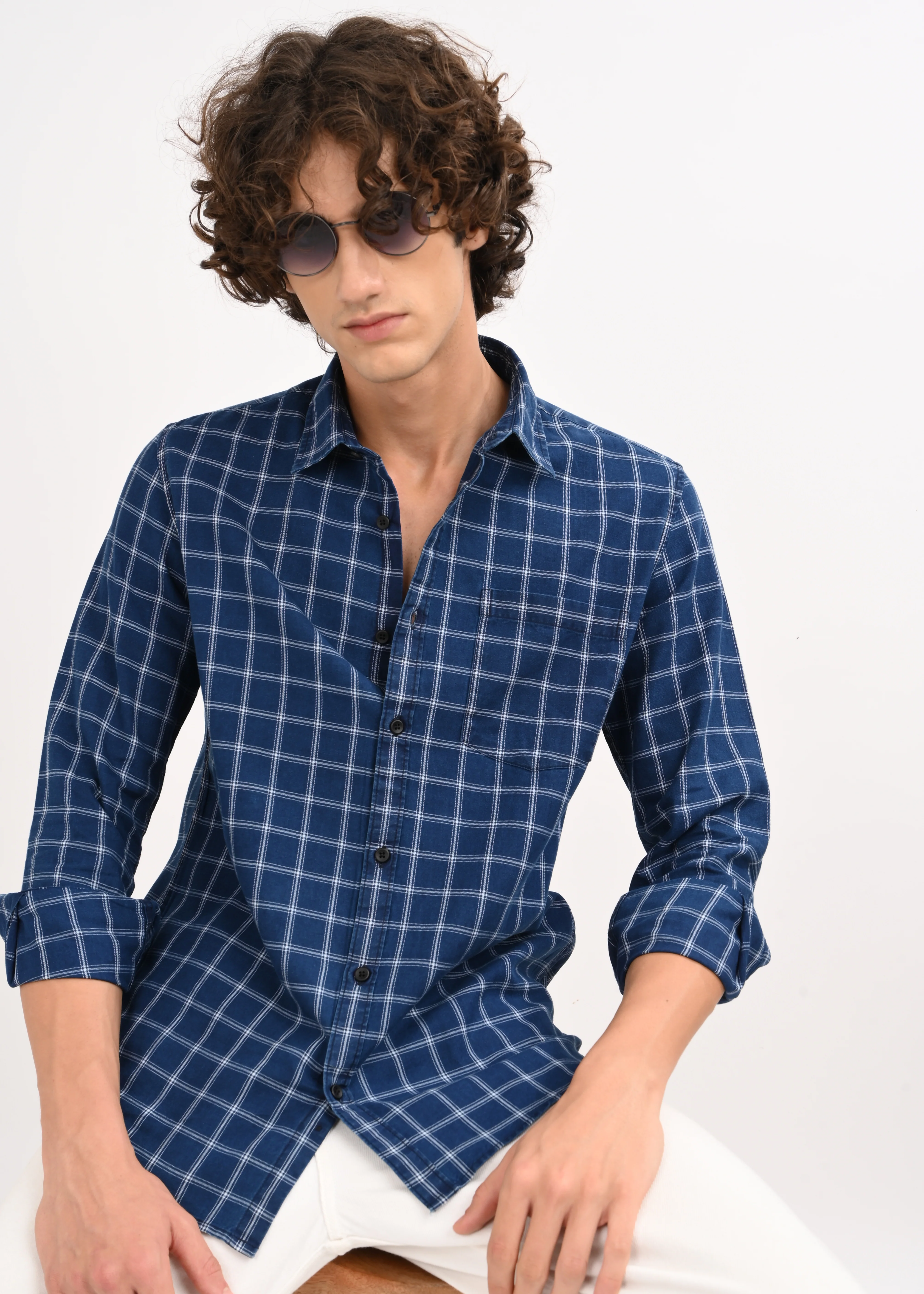 Men Navy Blue Shirt - Image 5