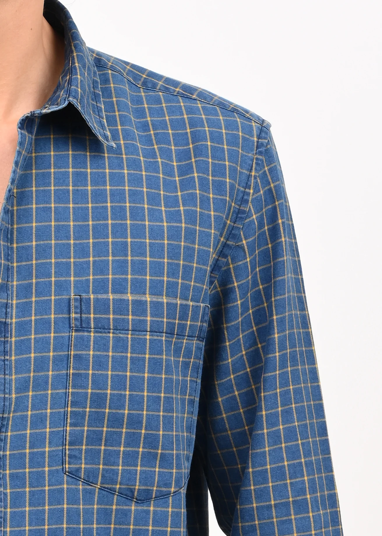 Men Blue Checked Shirt - Image 5