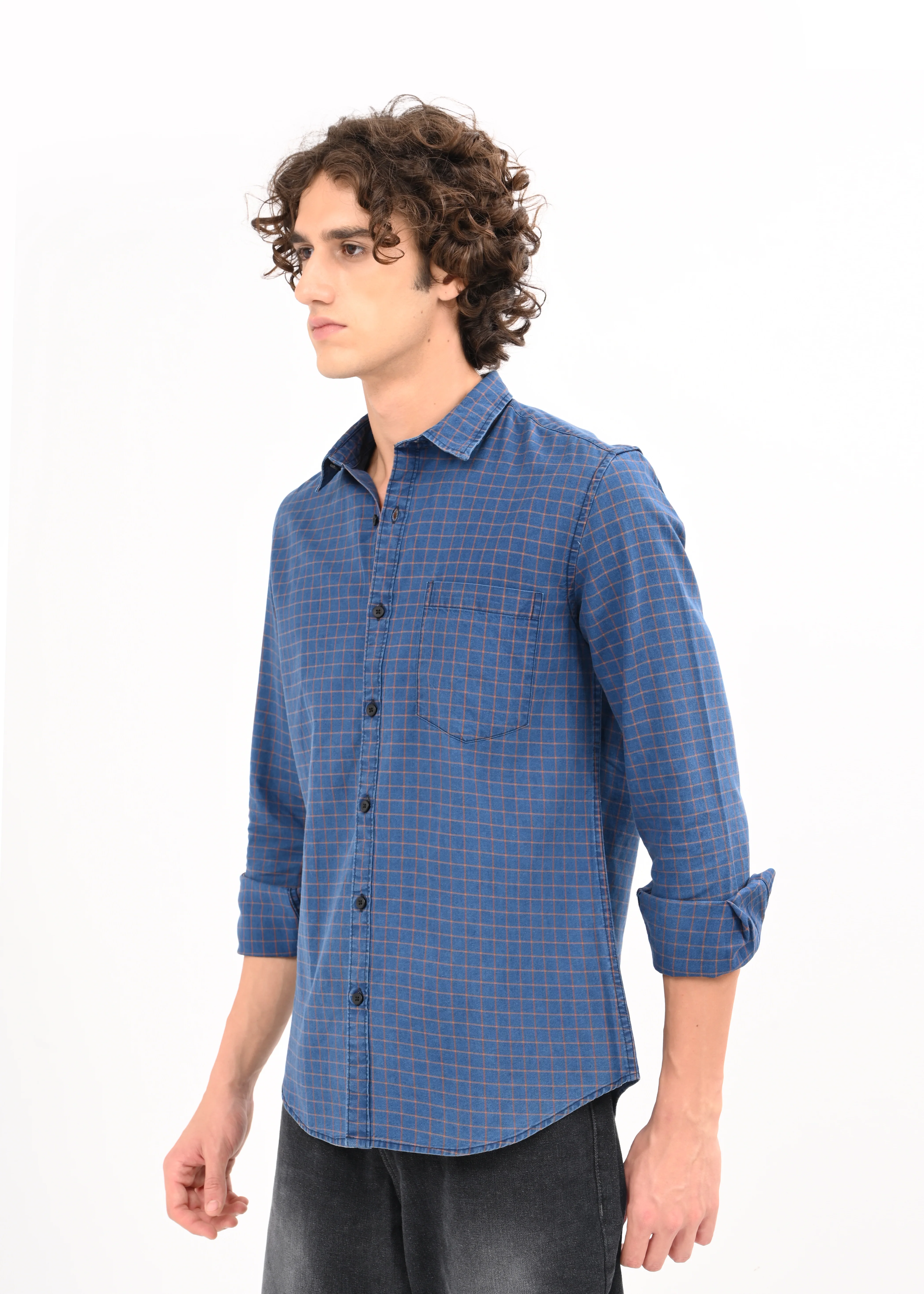 Men Navy Blue Shirt - Image 3