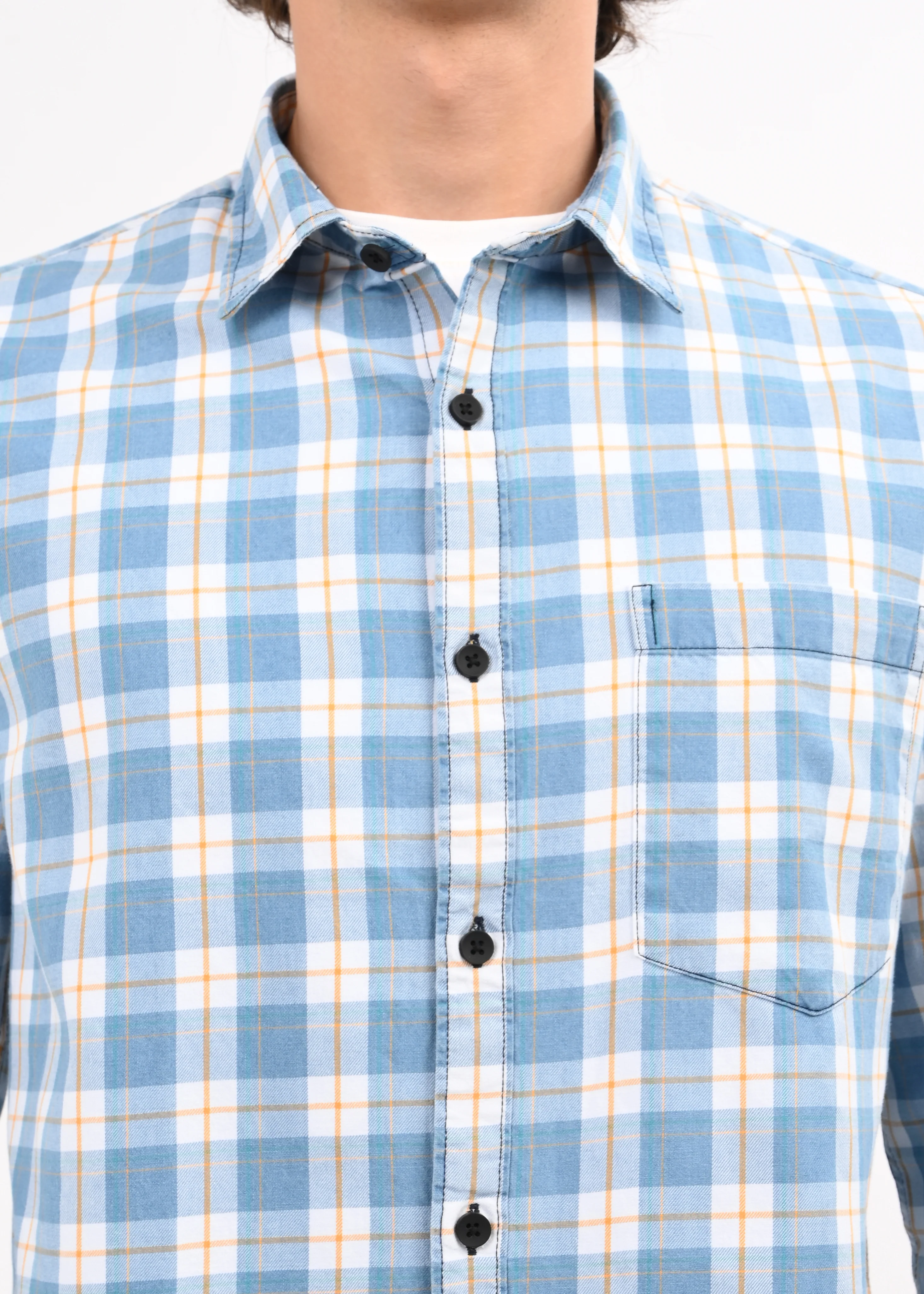 Men White Checked Shirt - Image 4