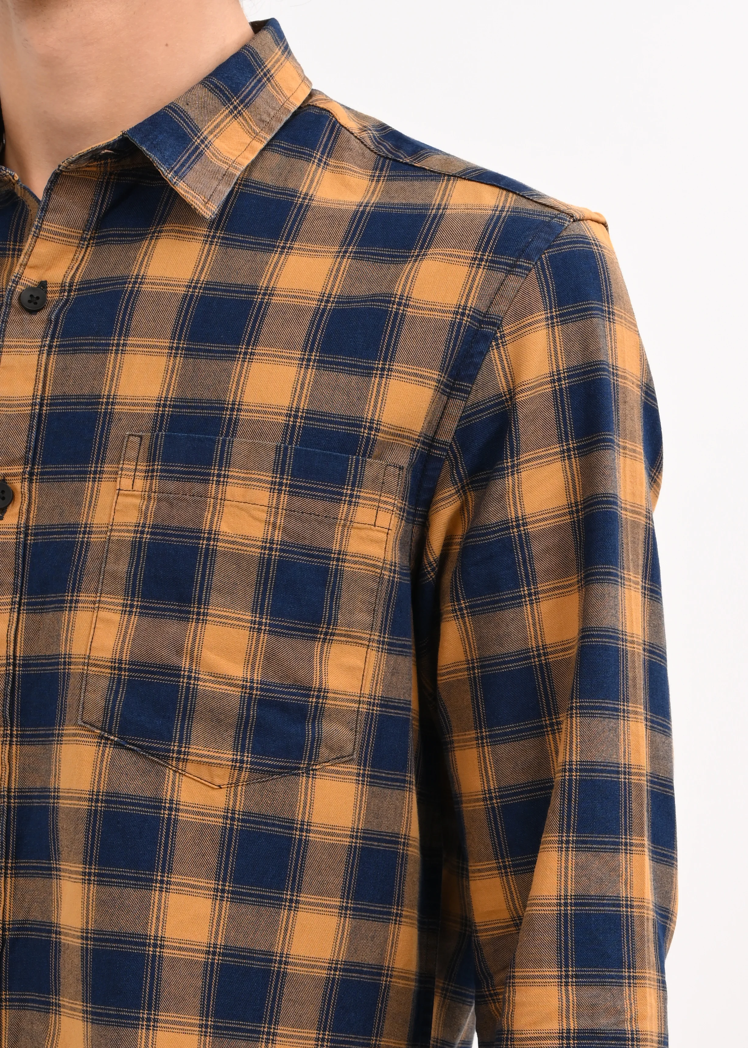 Men Mustard Checked Shirt - Image 3