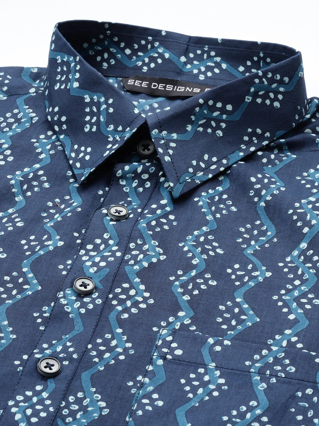 Men Indigo Regular Pure Cotton Pathani Printed Men'S Kurta - Image 2