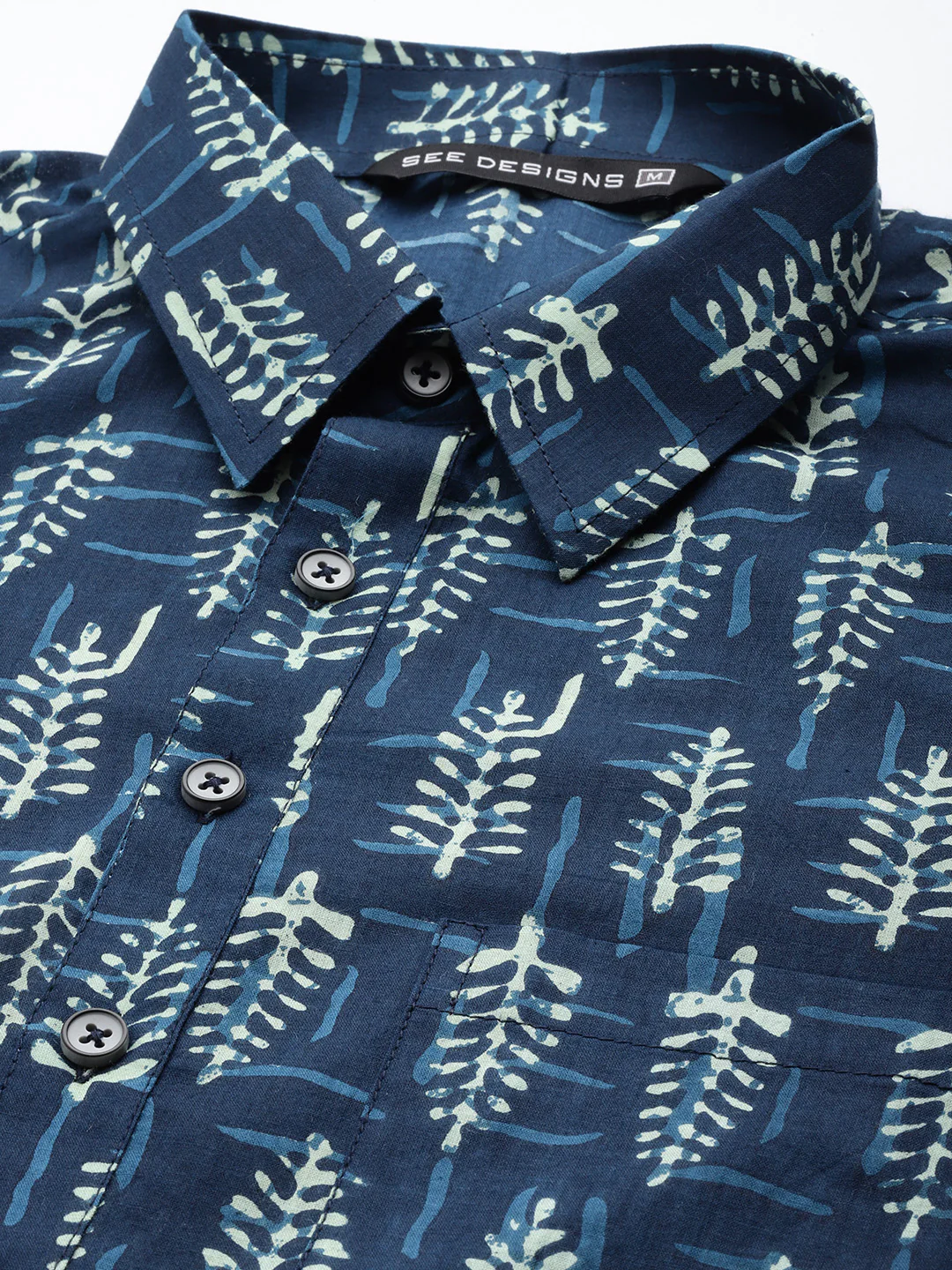 Men Indigo Regular Pure Cotton Pathani Printed Men'S Kurta - Image 2