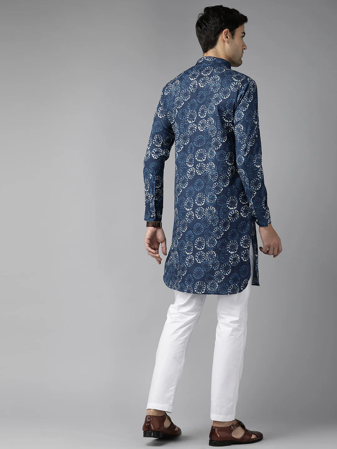 Men Indigo Regular Pure Cotton Pathani Printed Men'S Kurta - Image 5