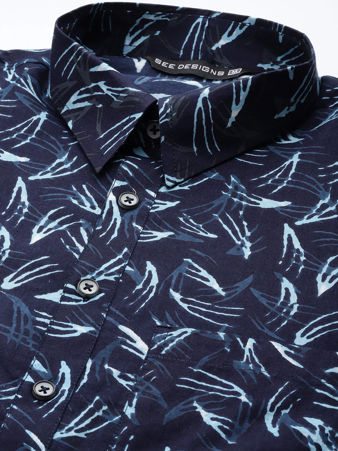 Men Indigo Regular Pure Cotton Pathani Printed Men'S Kurta - Image 2