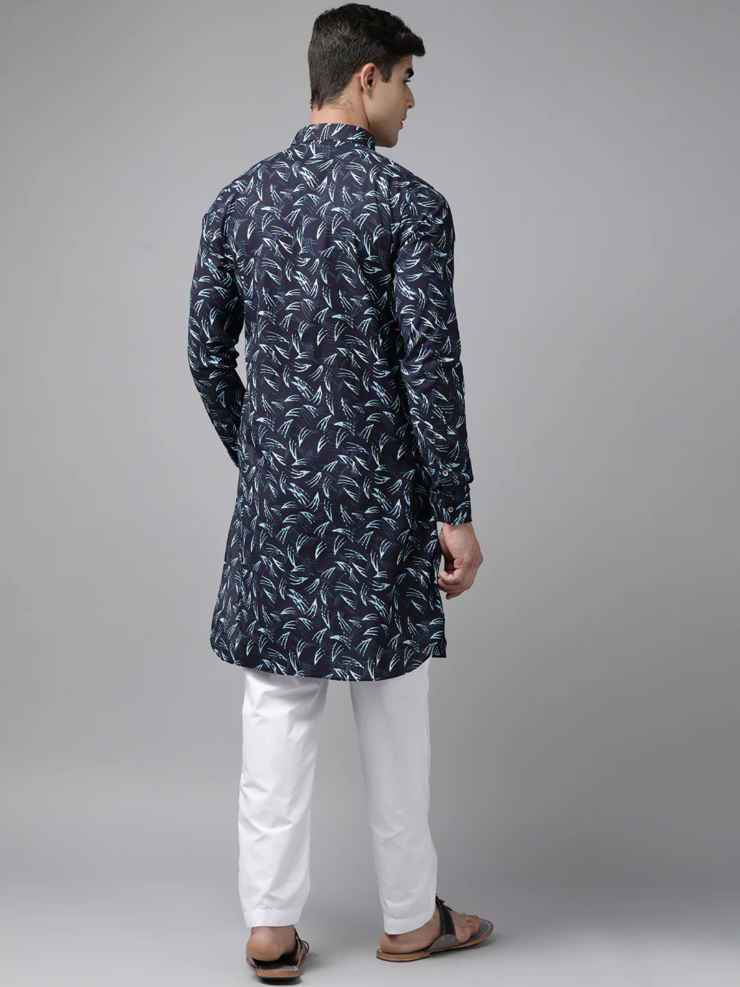 Men Indigo Regular Pure Cotton Pathani Printed Men'S Kurta - Image 5